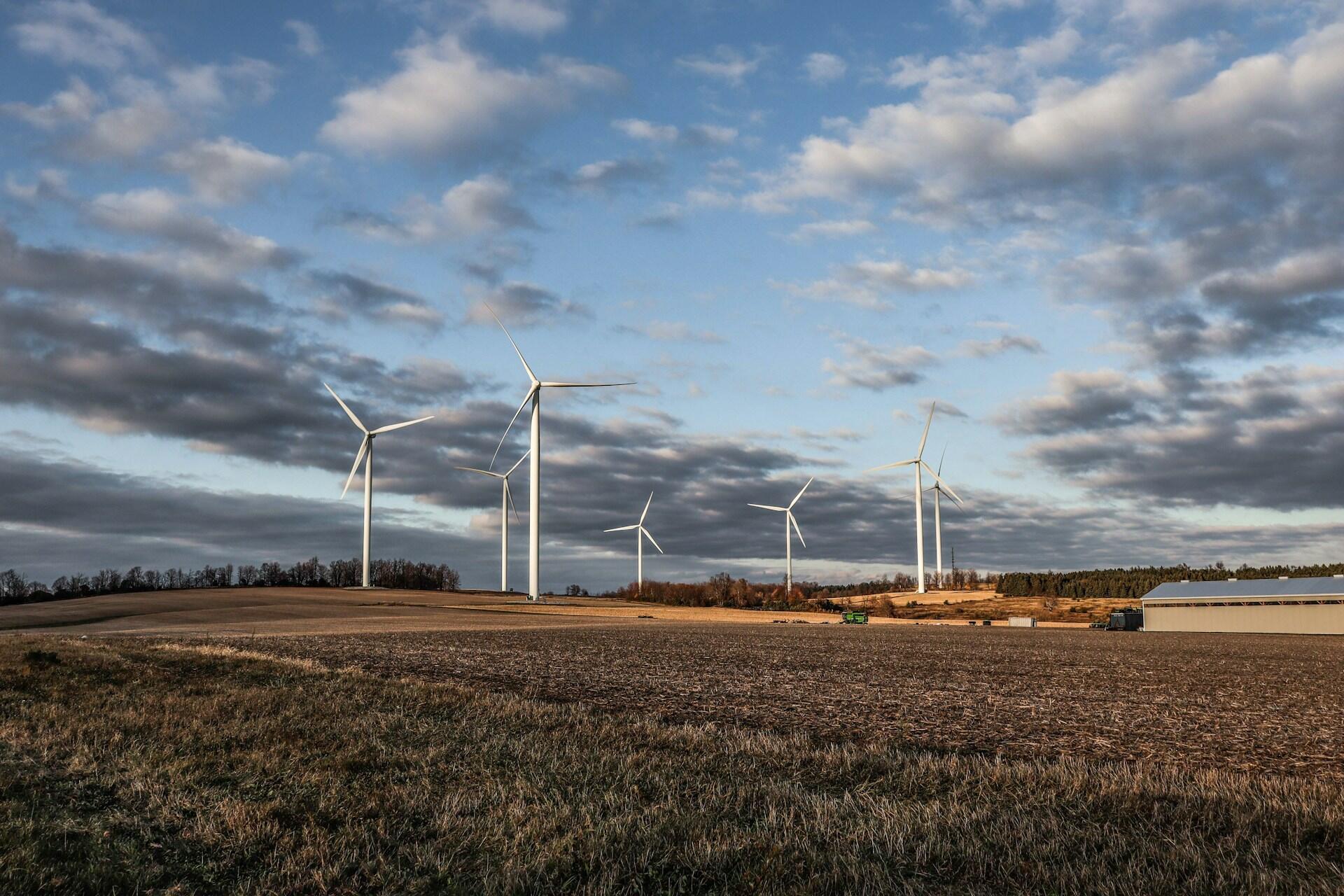 a wind farm with wide land in Ontario