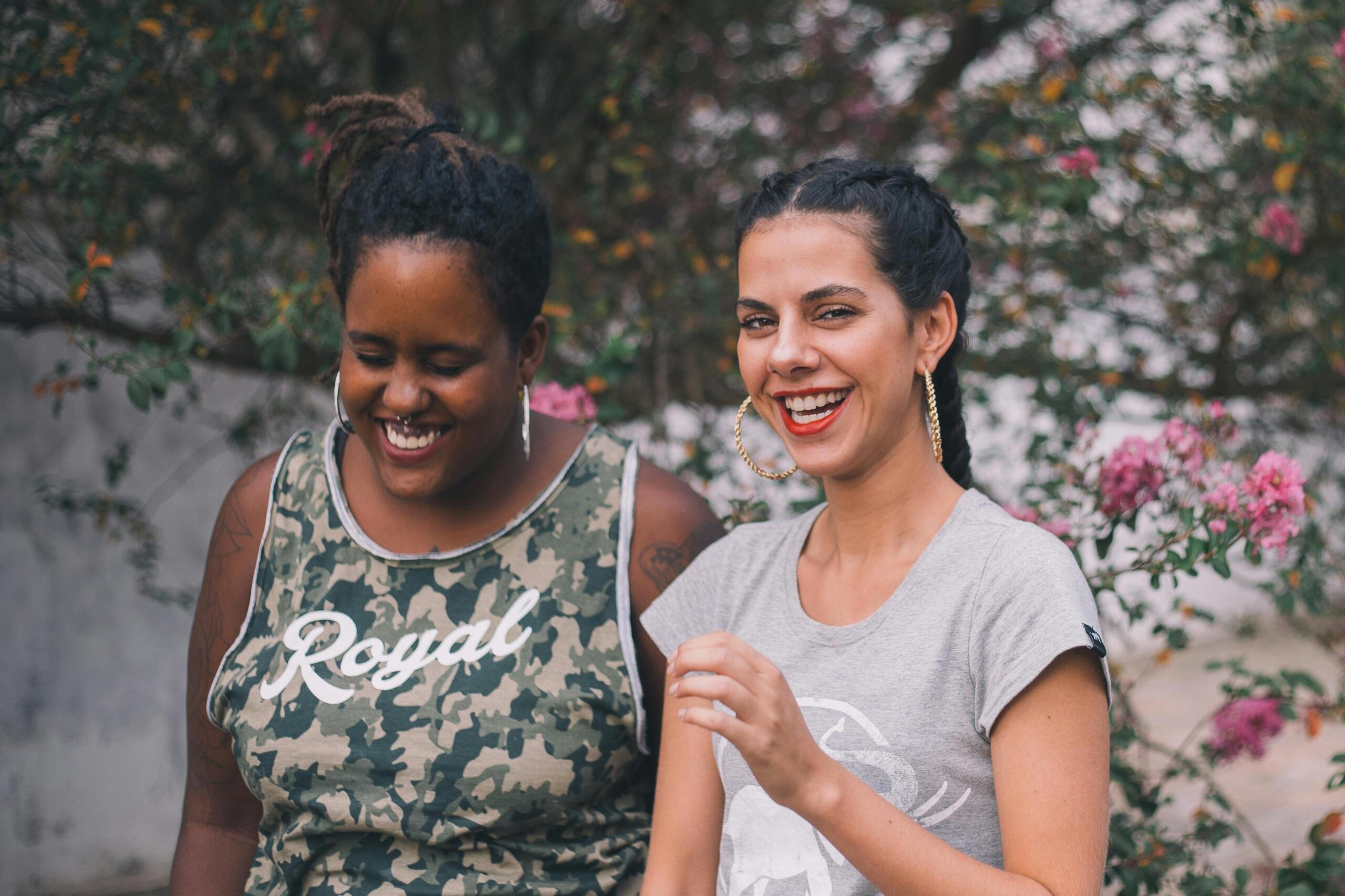 Two women discussing