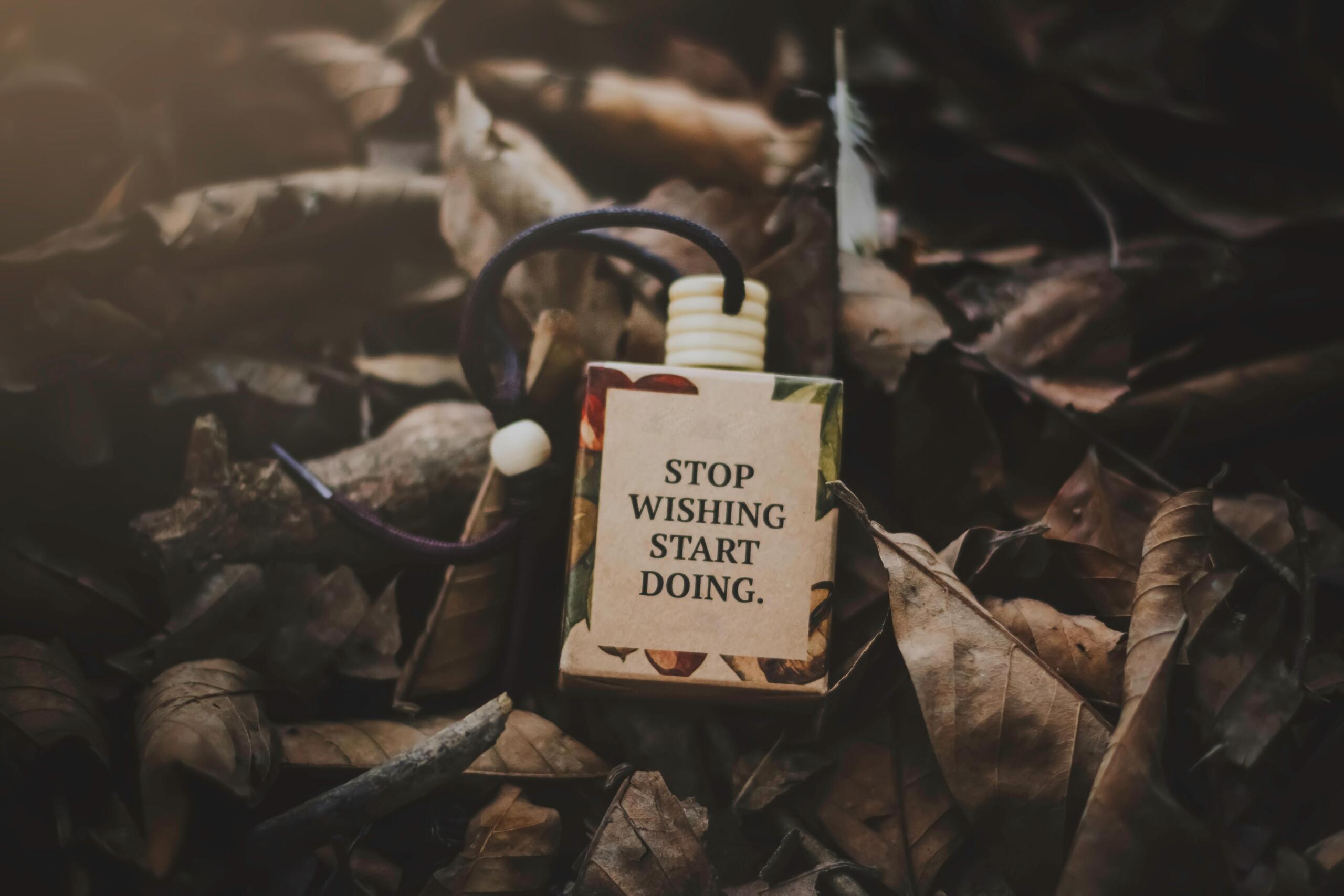 Small bottle on dried leaves
