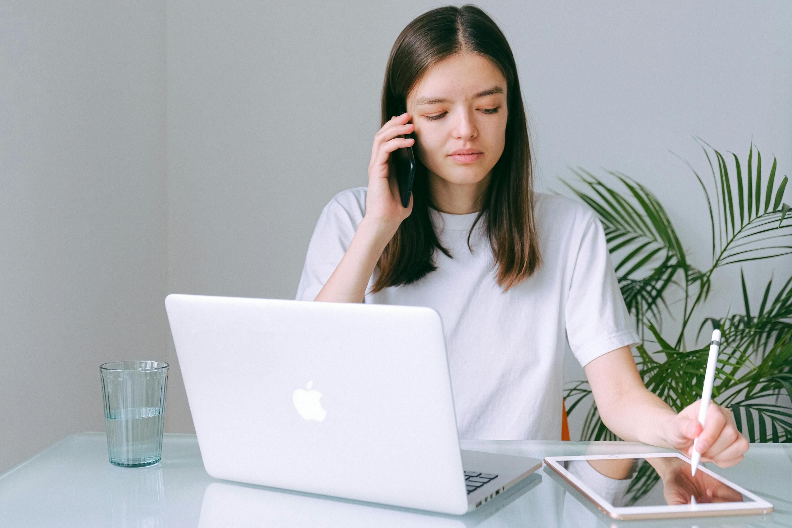 A woman answering a phone call