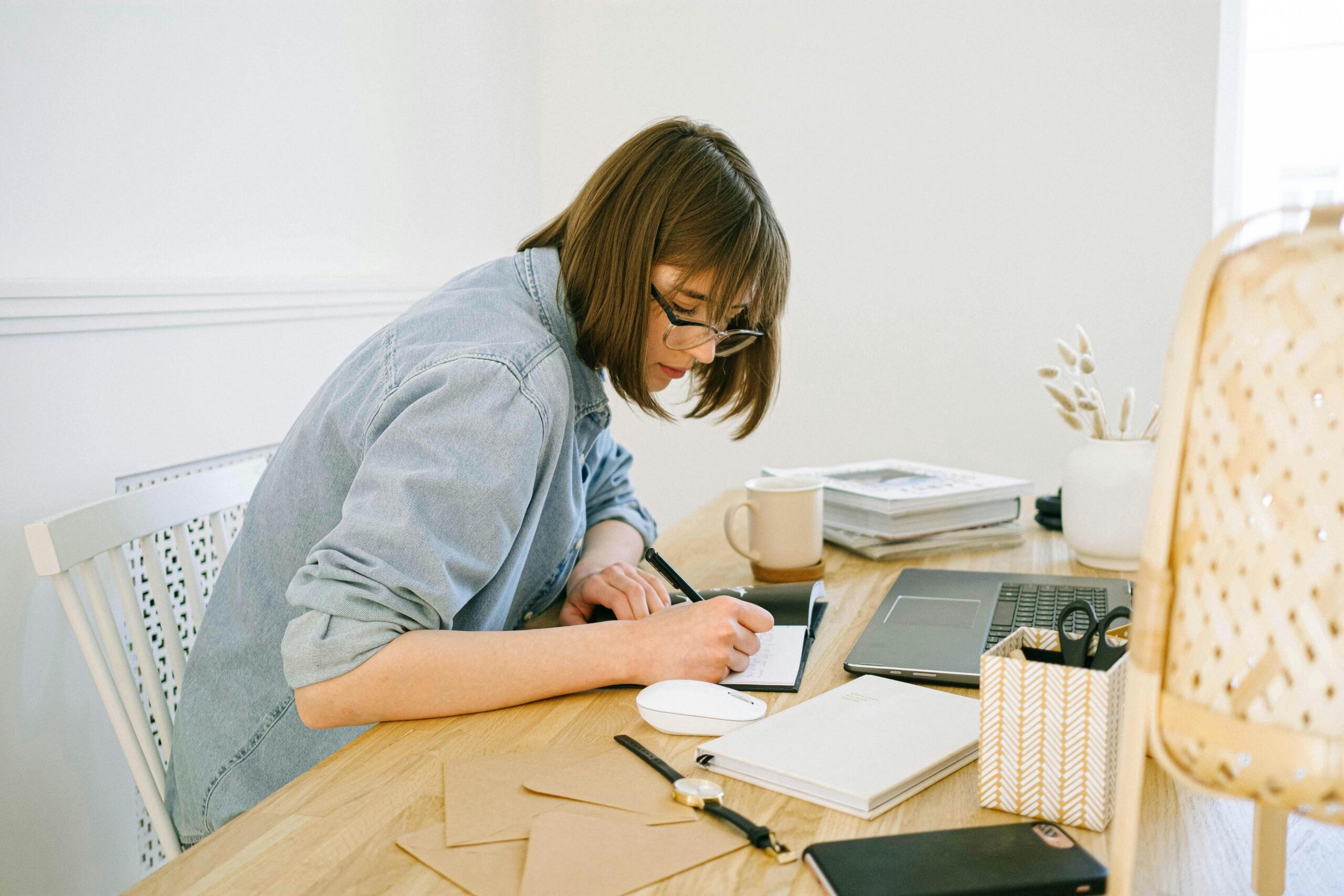A woman writing