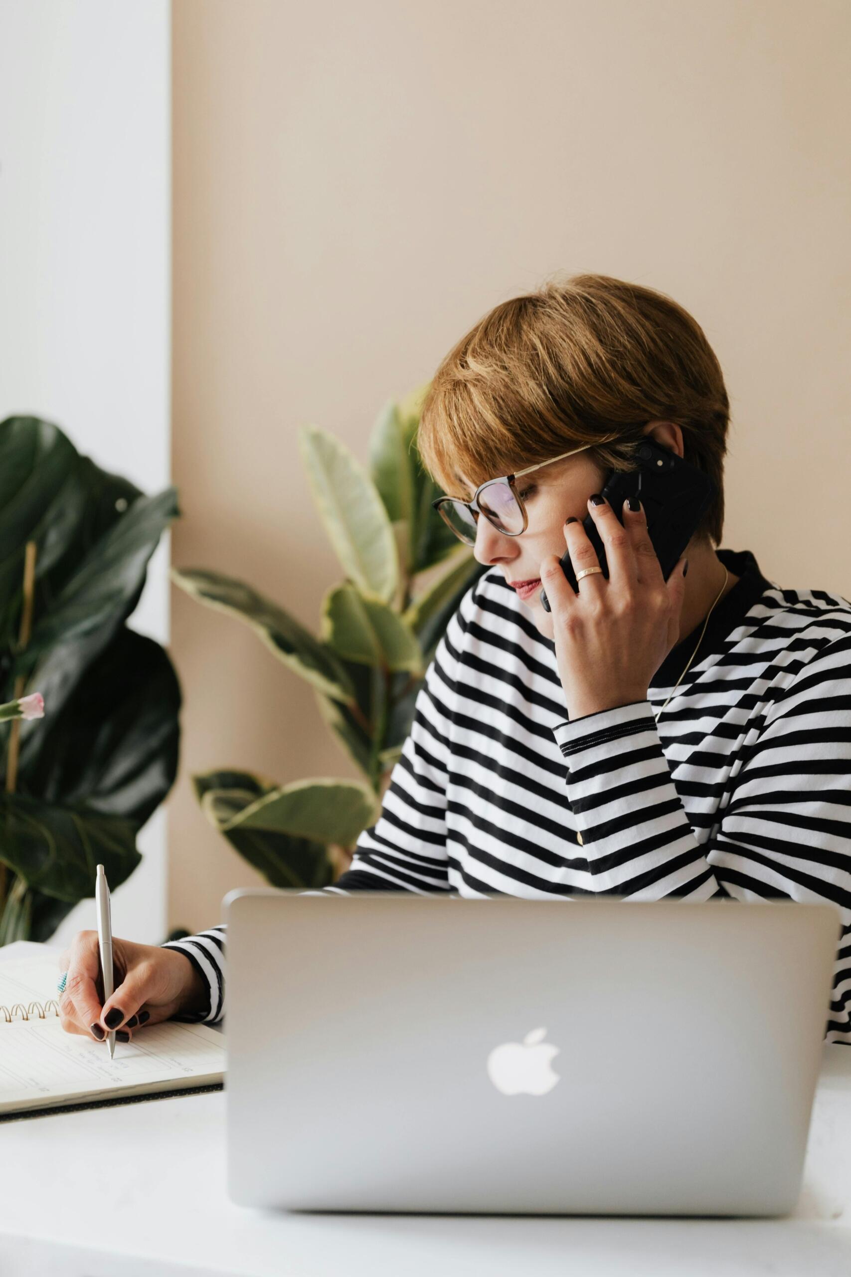 A woman on the phone