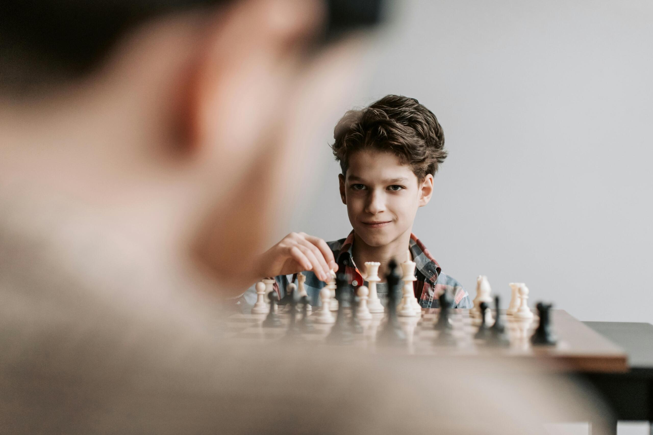 A child playing chess