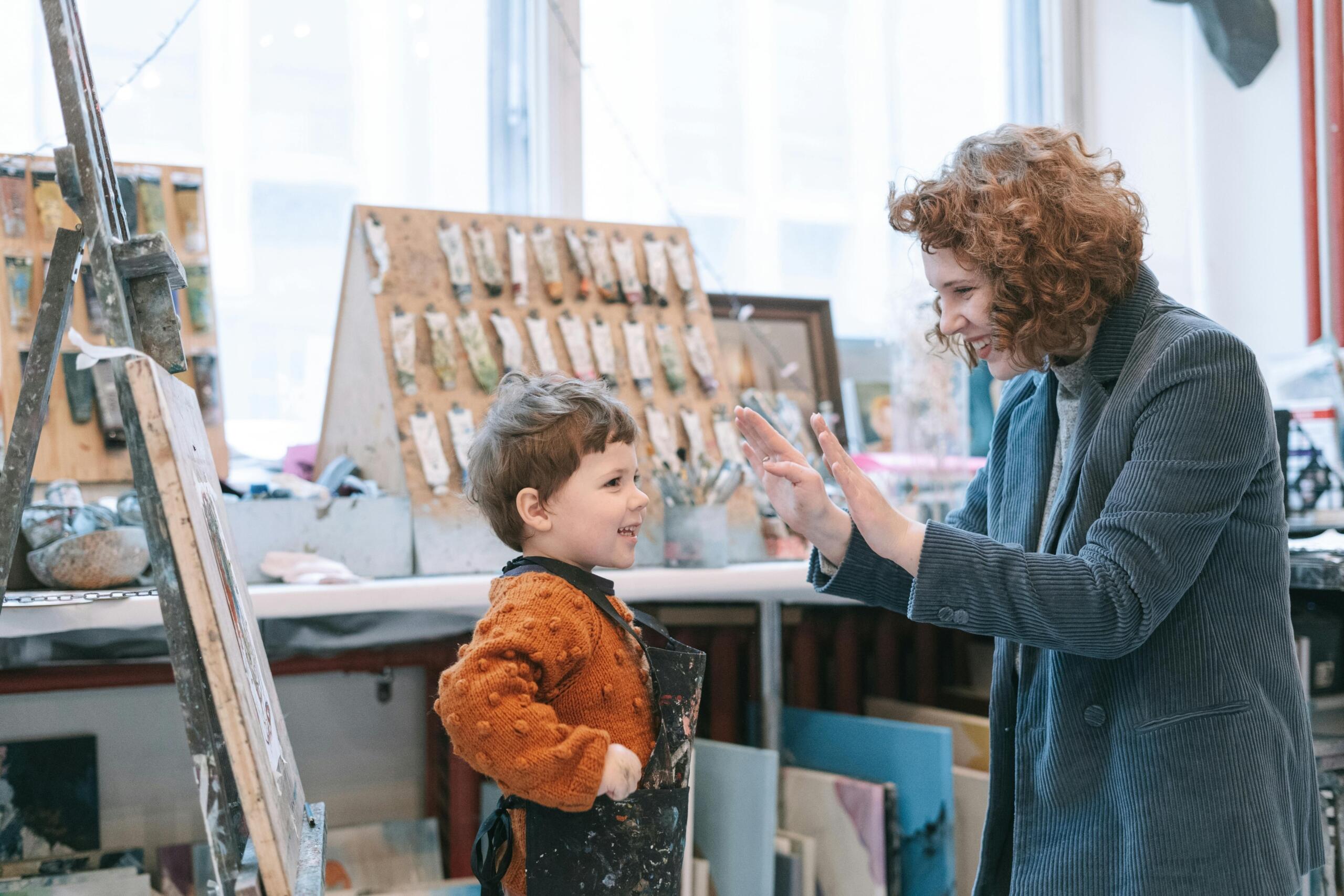 A teacher and a kid