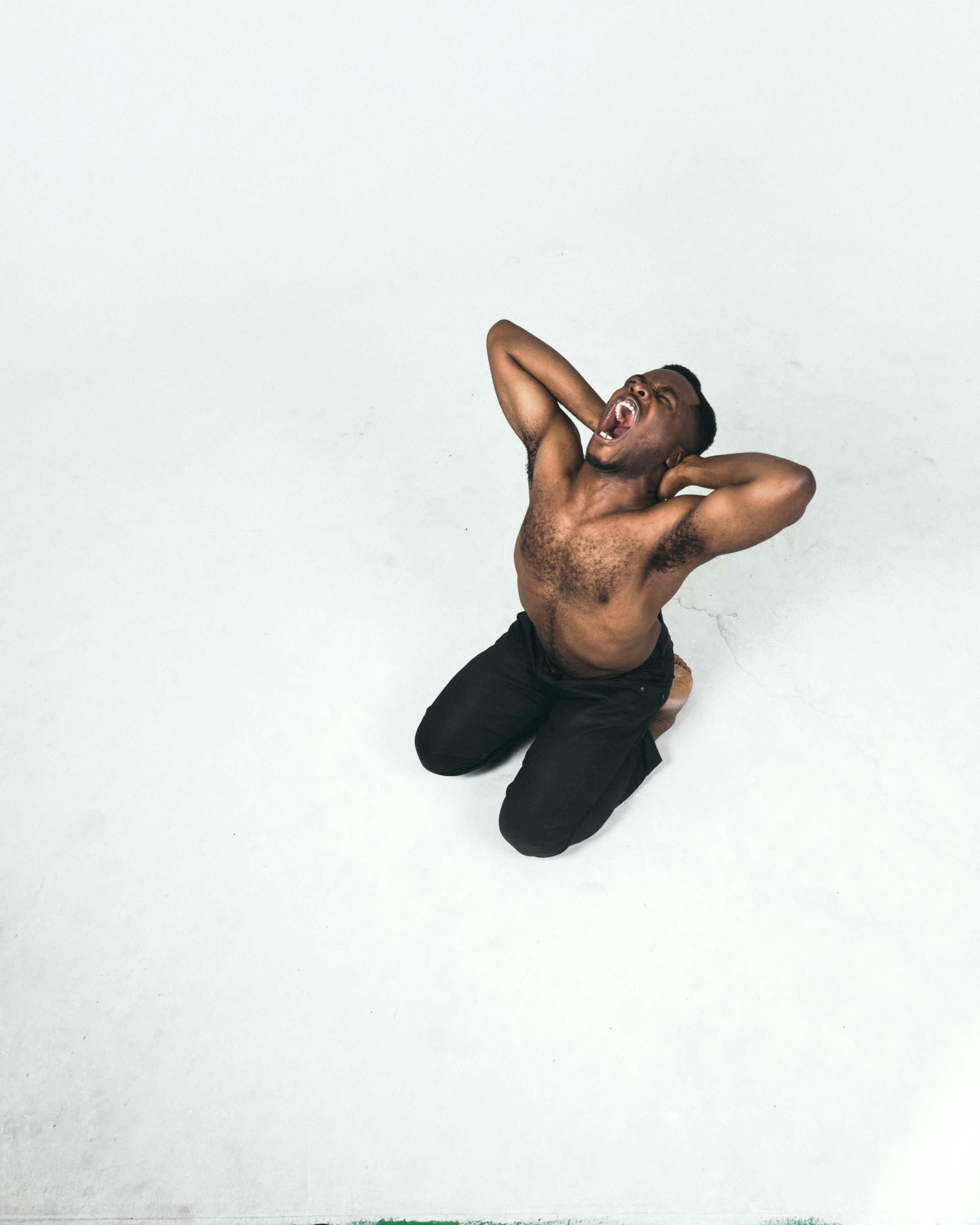 A man shouting