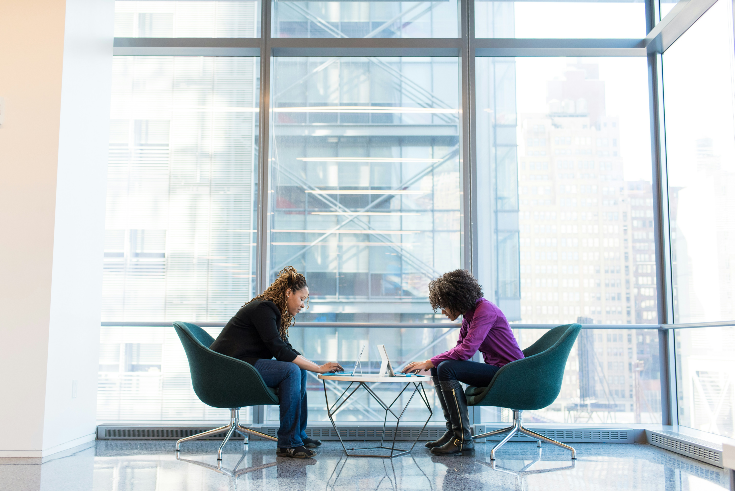 Two people discussing