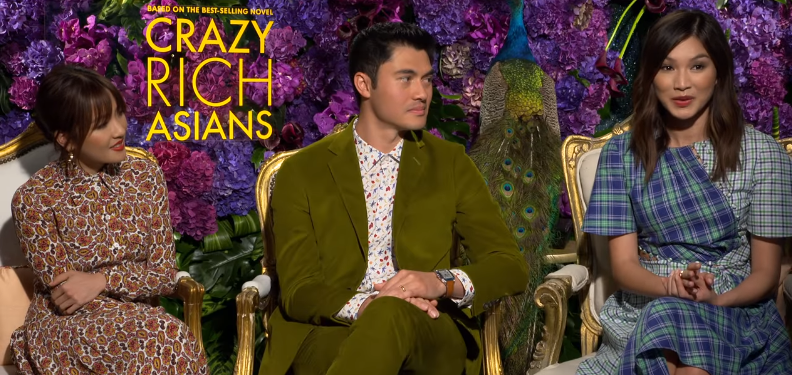 Constance Wu, Henry Golding & Gemma Chan at a Crazy Rich Asians interview.