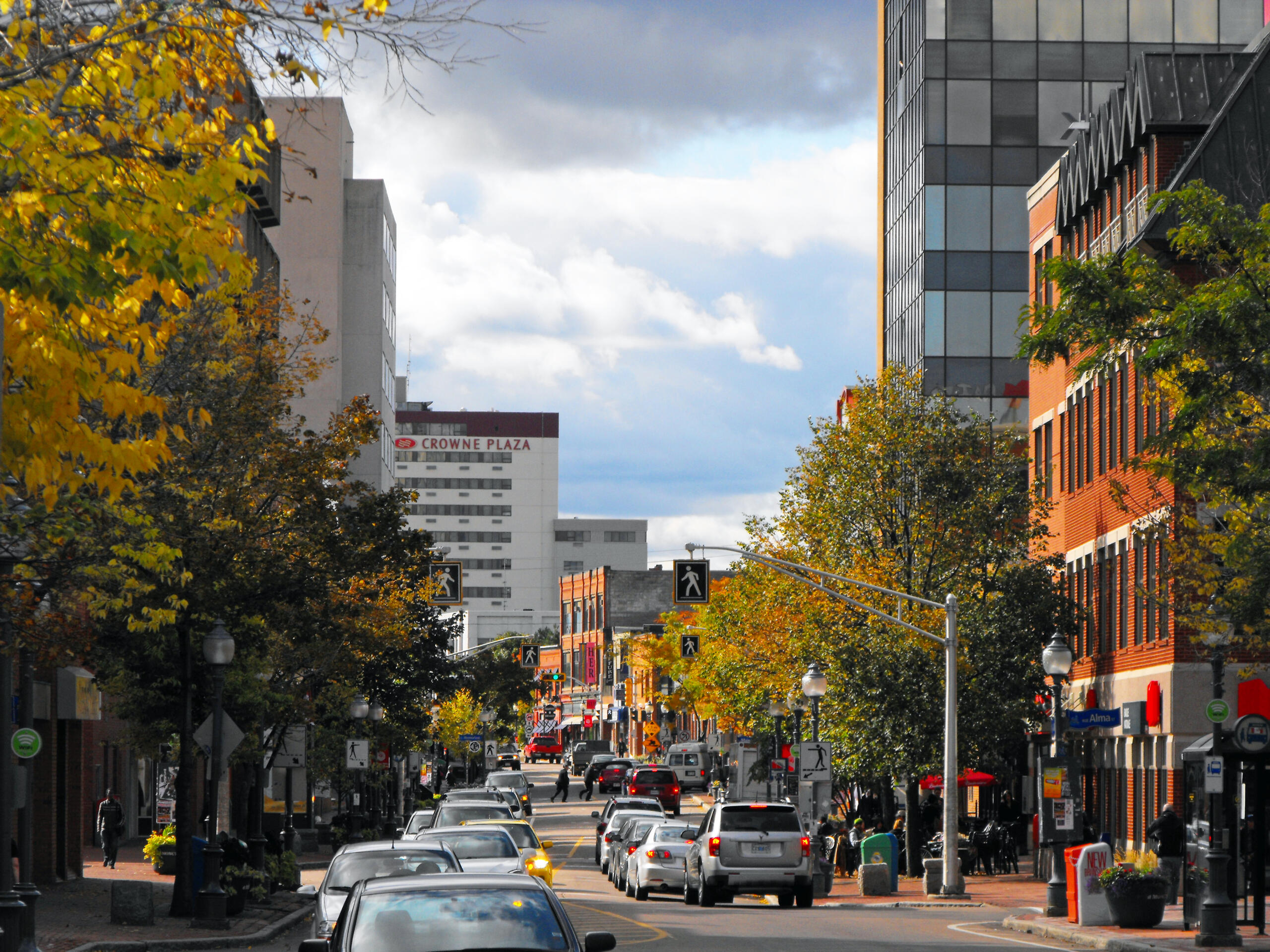 Street view of downtown Moncton, New Brunswick, the largest city in the province and a key population hub in Atlantic Canada.