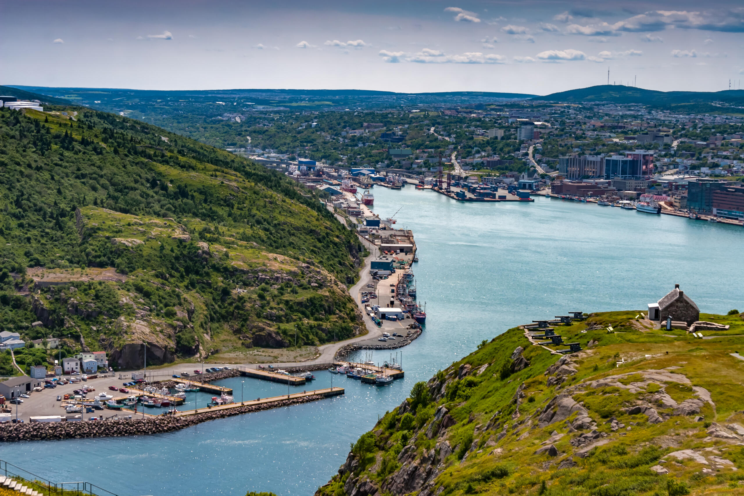 View of St. John’s Harbour in Newfoundland and Labrador, home to the province’s largest city and main population centre.