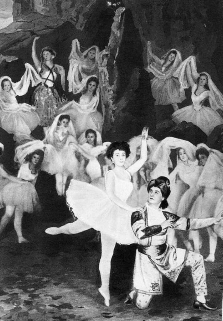 Historic performance of La Bayadère, featuring dancers in the iconic 
