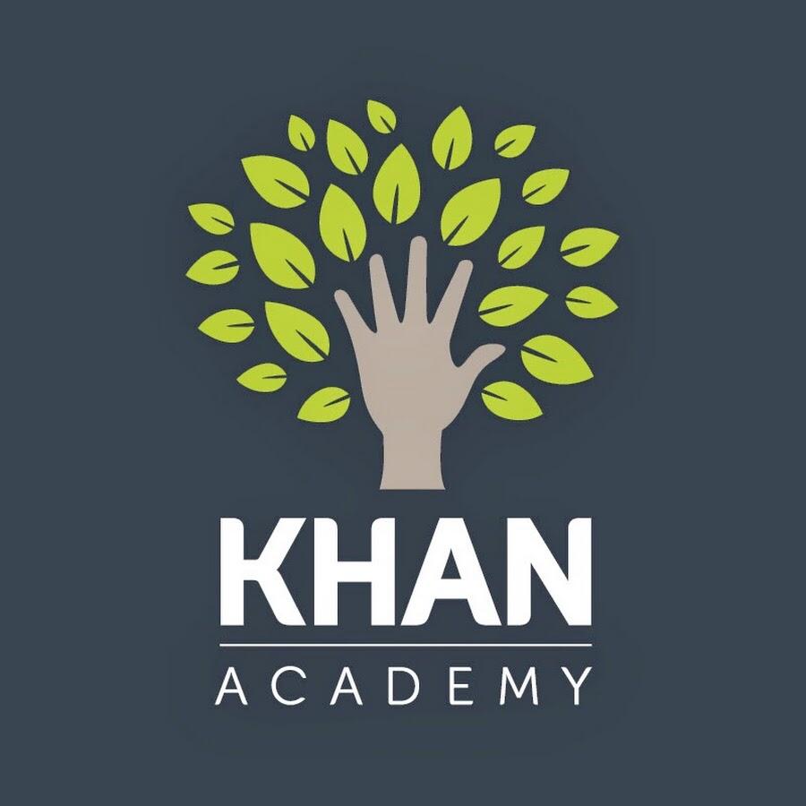 Khan Academy logo featuring a stylized hand forming a tree with green leaves on a dark background.
