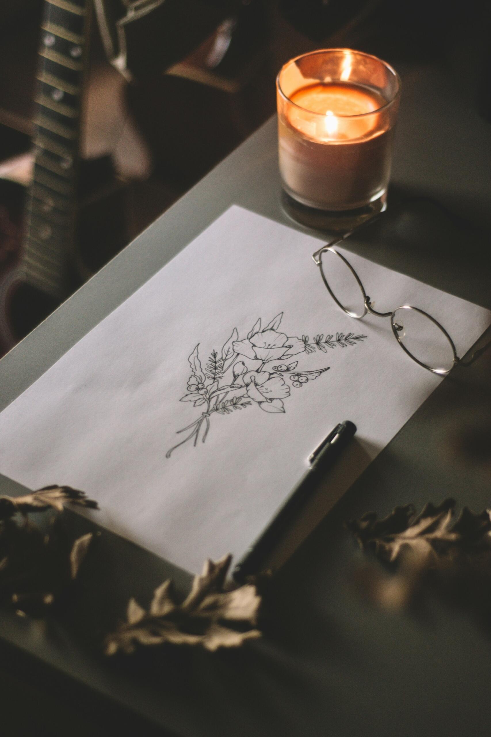 dessin avec petite bougie