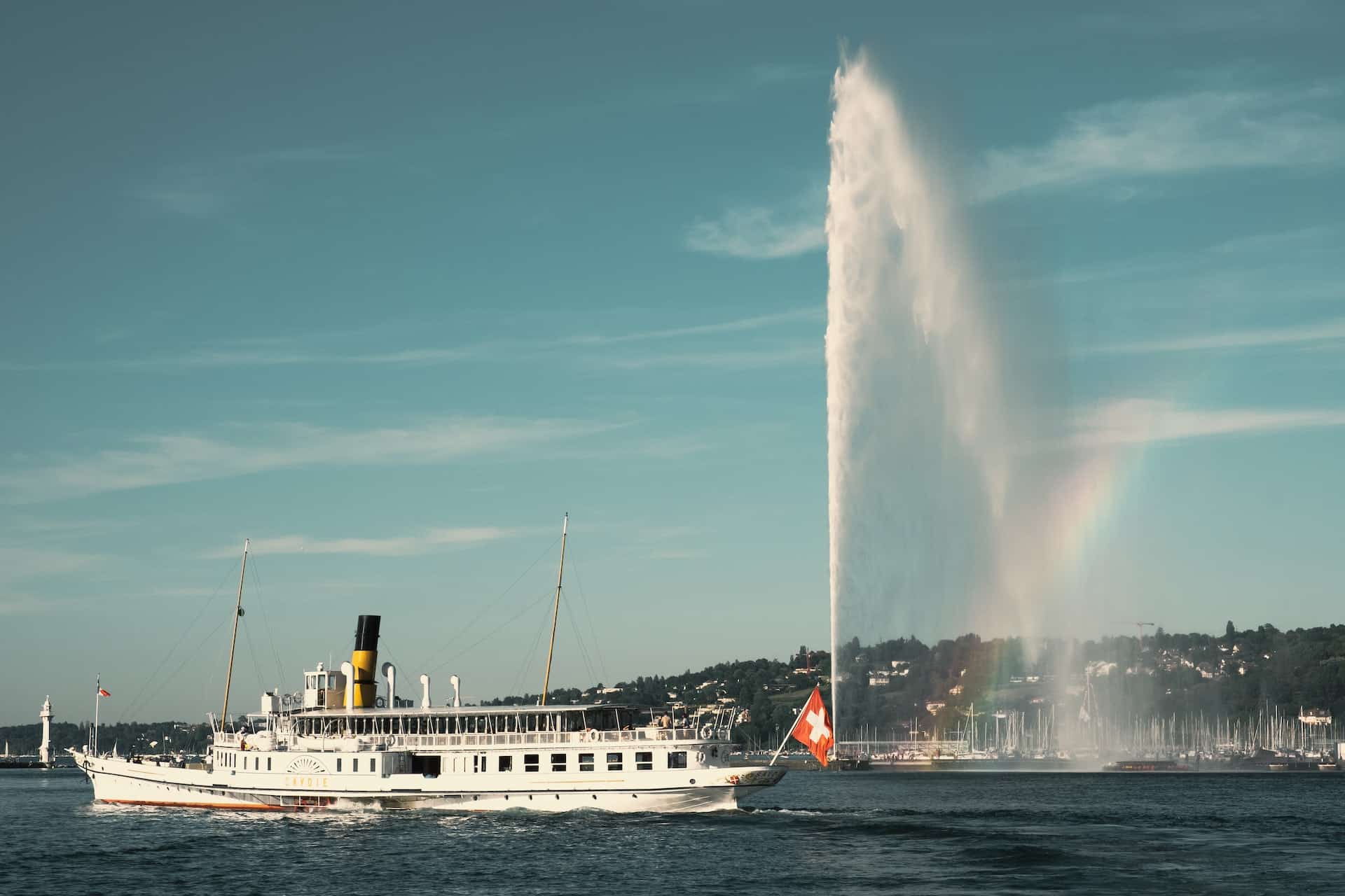 vue sur le jet d'eau à Geneve