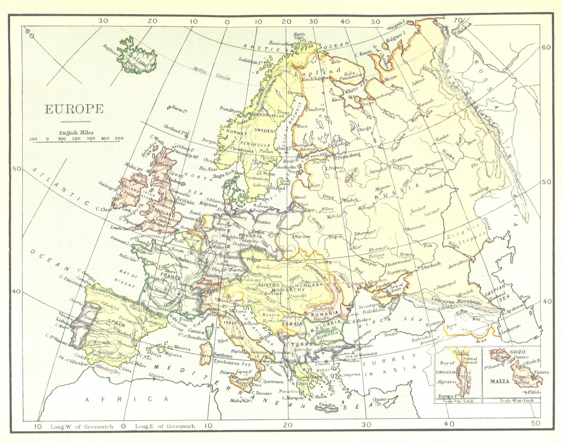 Carte ancienne de l'europe