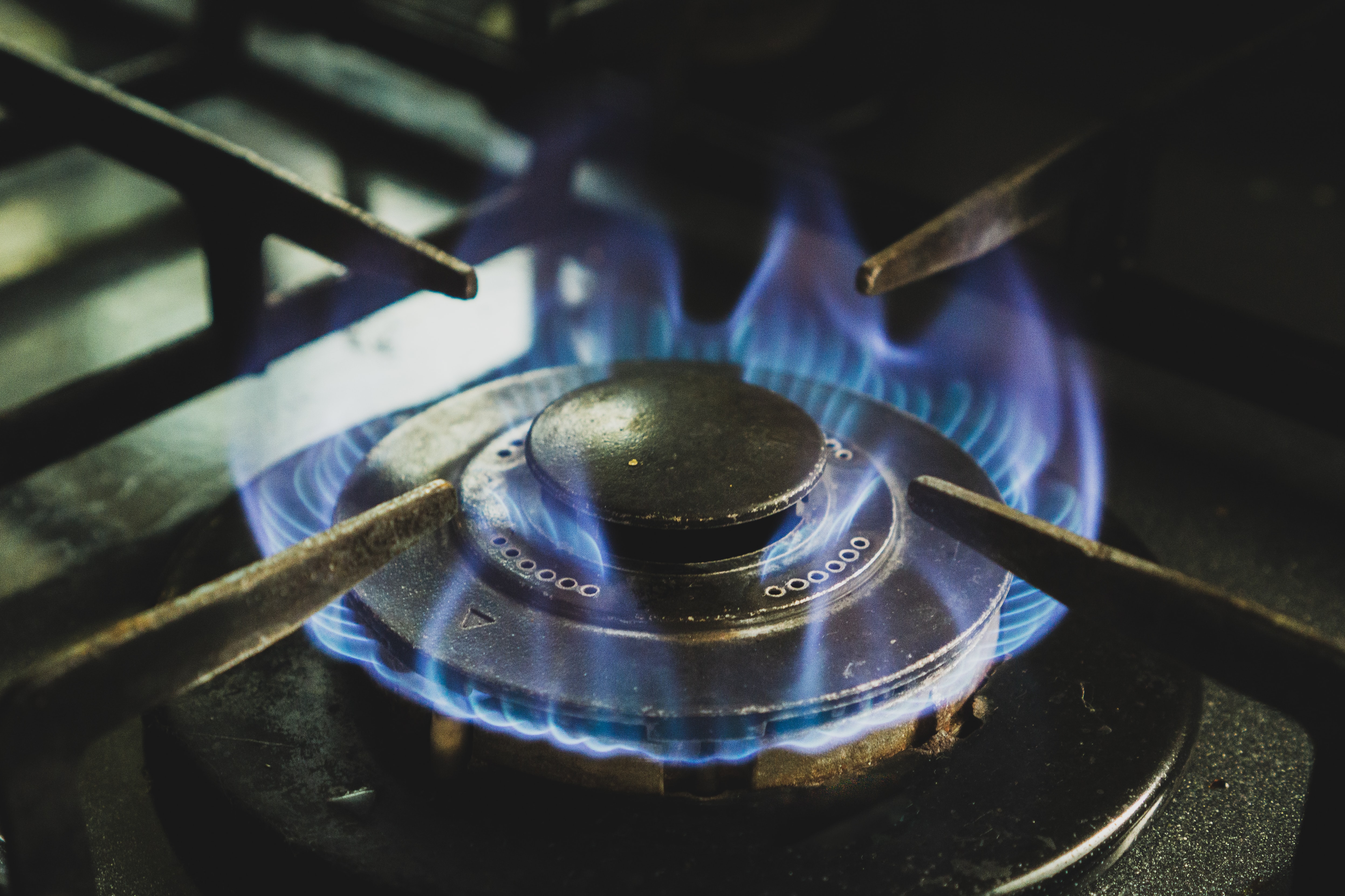 Fogón de cocina encendido