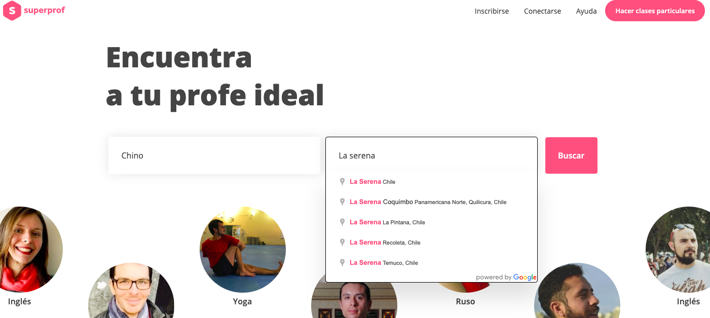 Página de inicio en Superprof