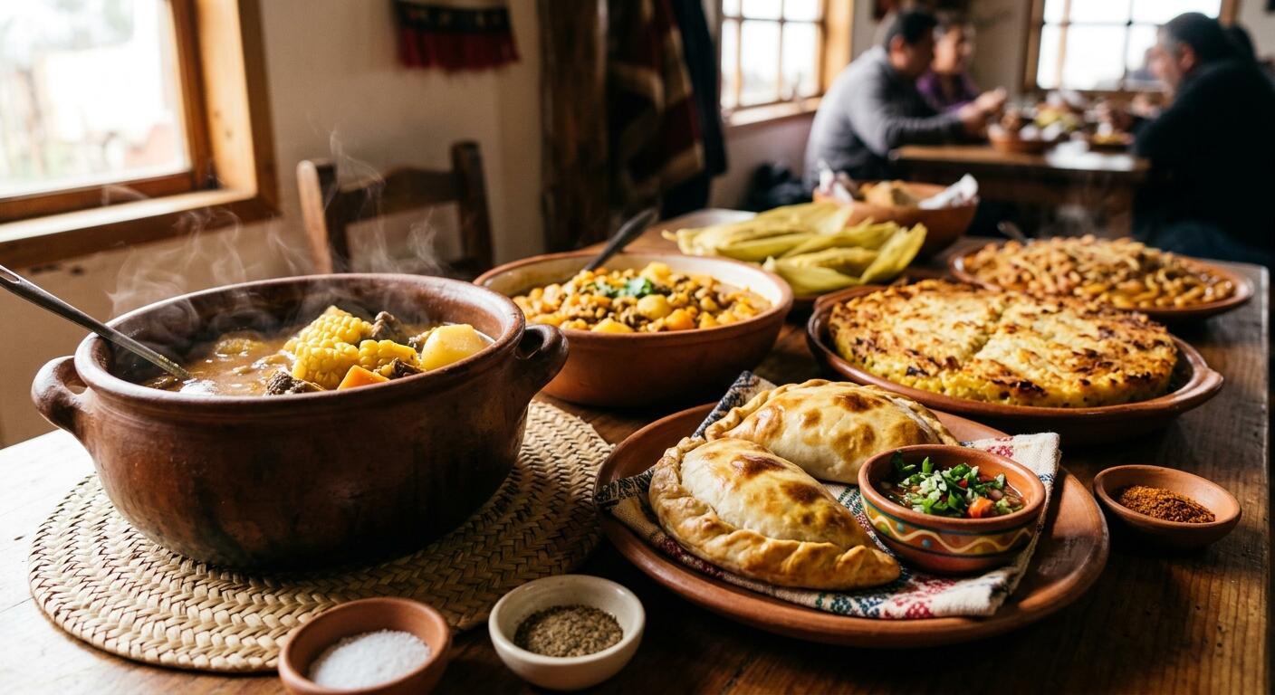 Platos tradicionales de la cocina chilena.