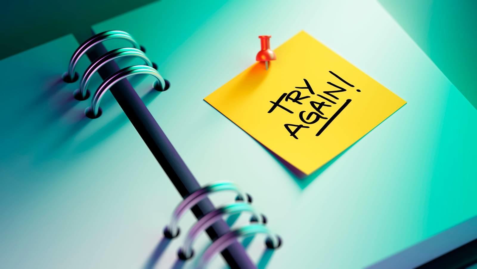 Mensaje de apoyo "Try Again"