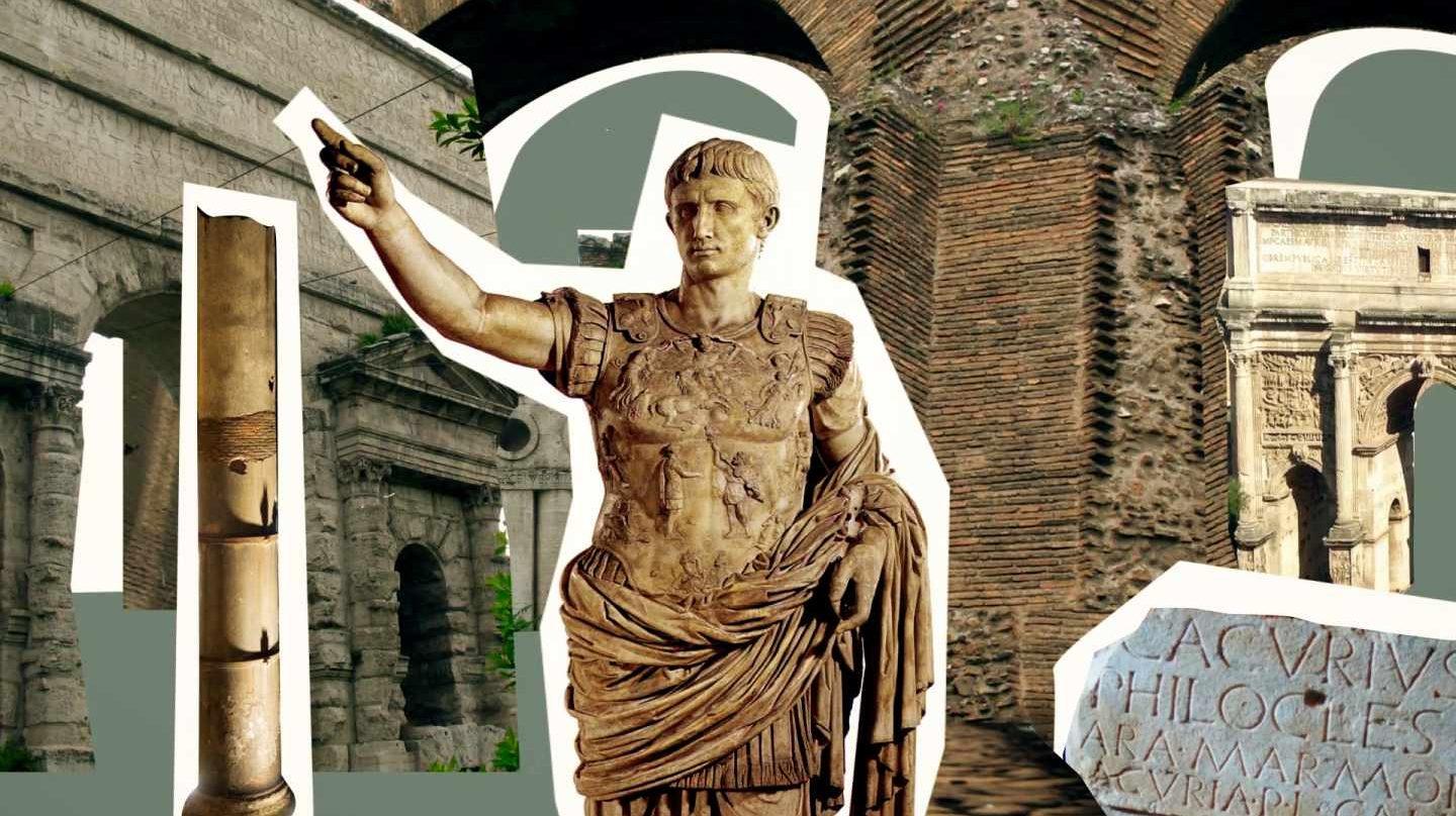Collage con íconos de ROma