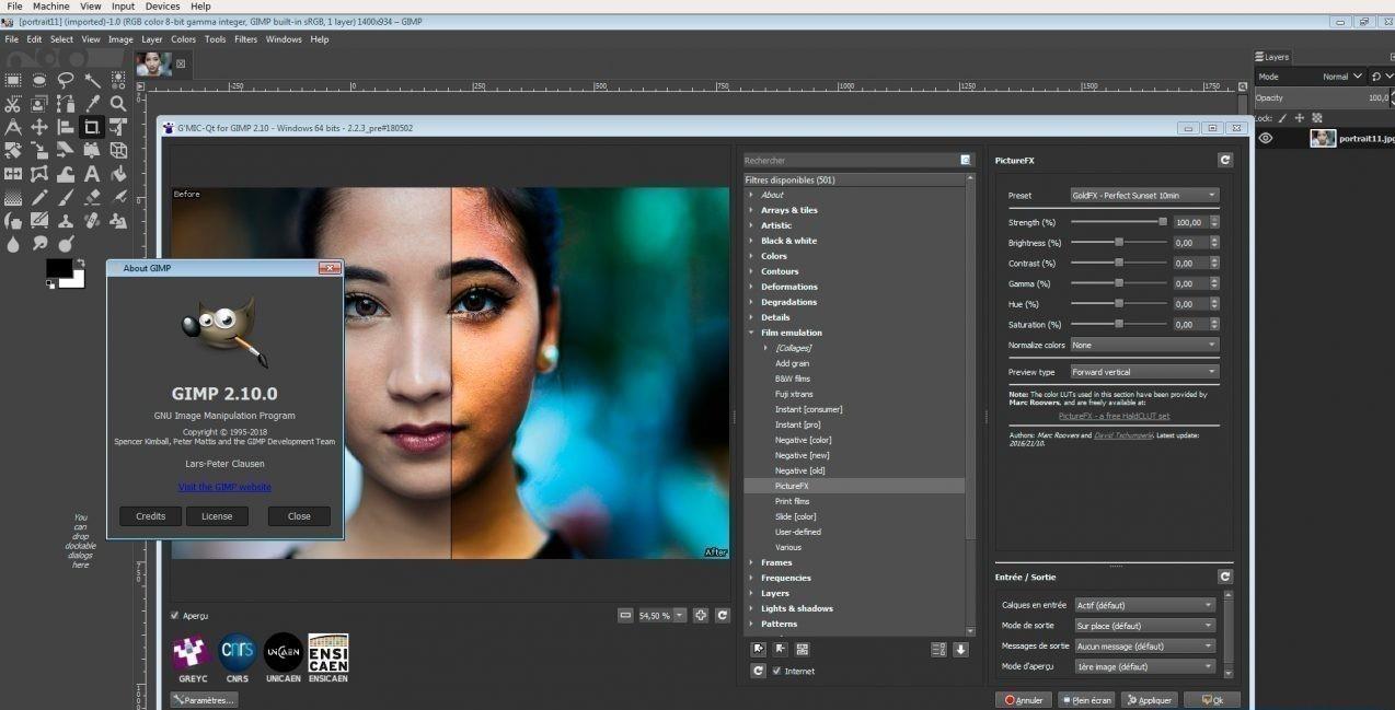 Interfaz para editar imágenes con gimp