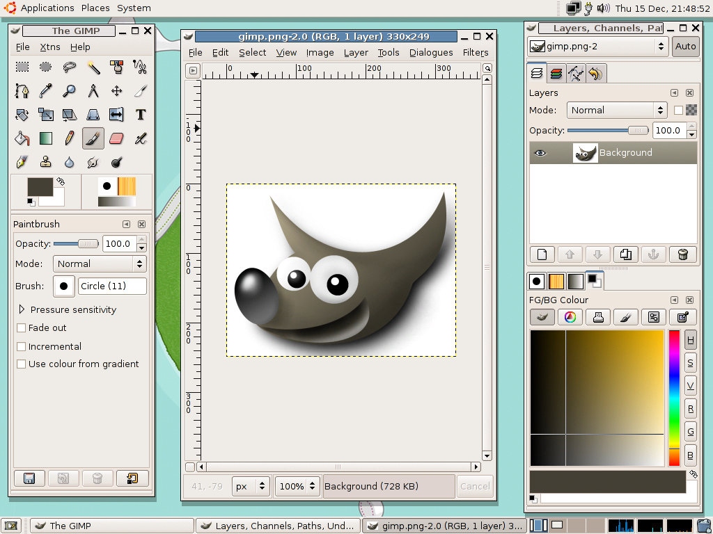Interfaz gimp en Linux