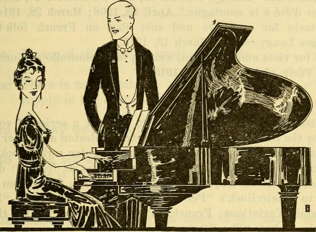 Ilustración profesor y alumna de piano