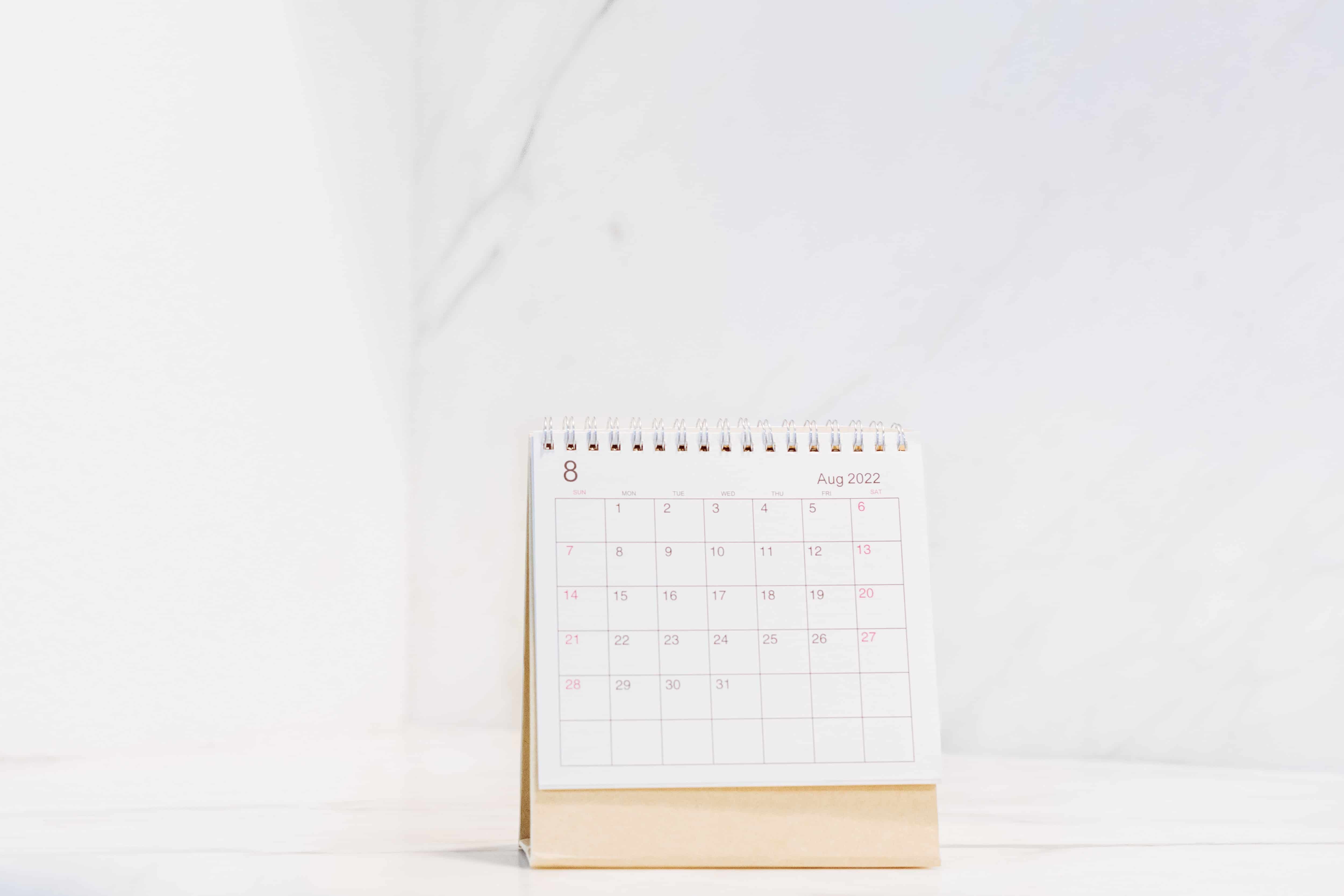 Agosto en el calendario