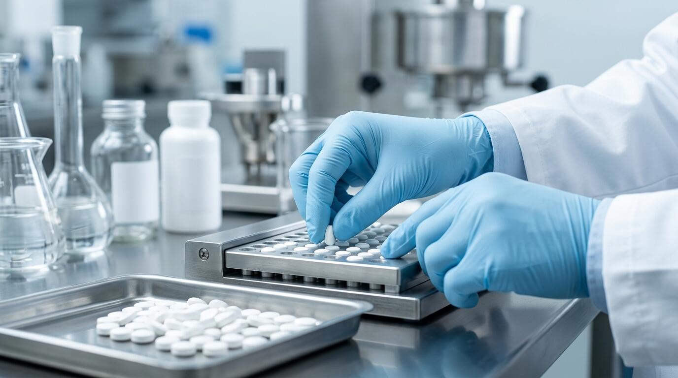 Creación de medicamentos en laboratorios.