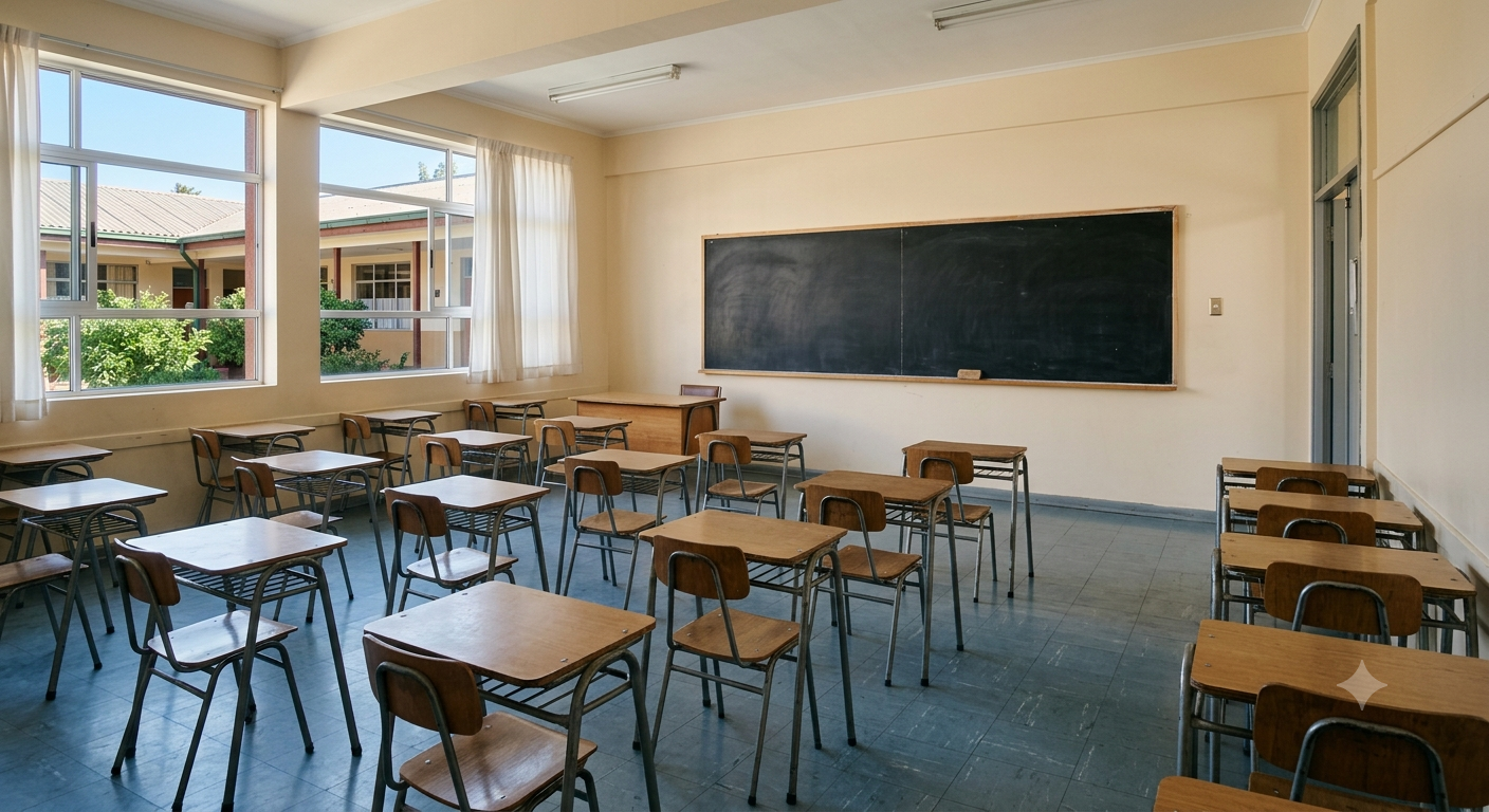 Salón de clases sin estudiantes.
