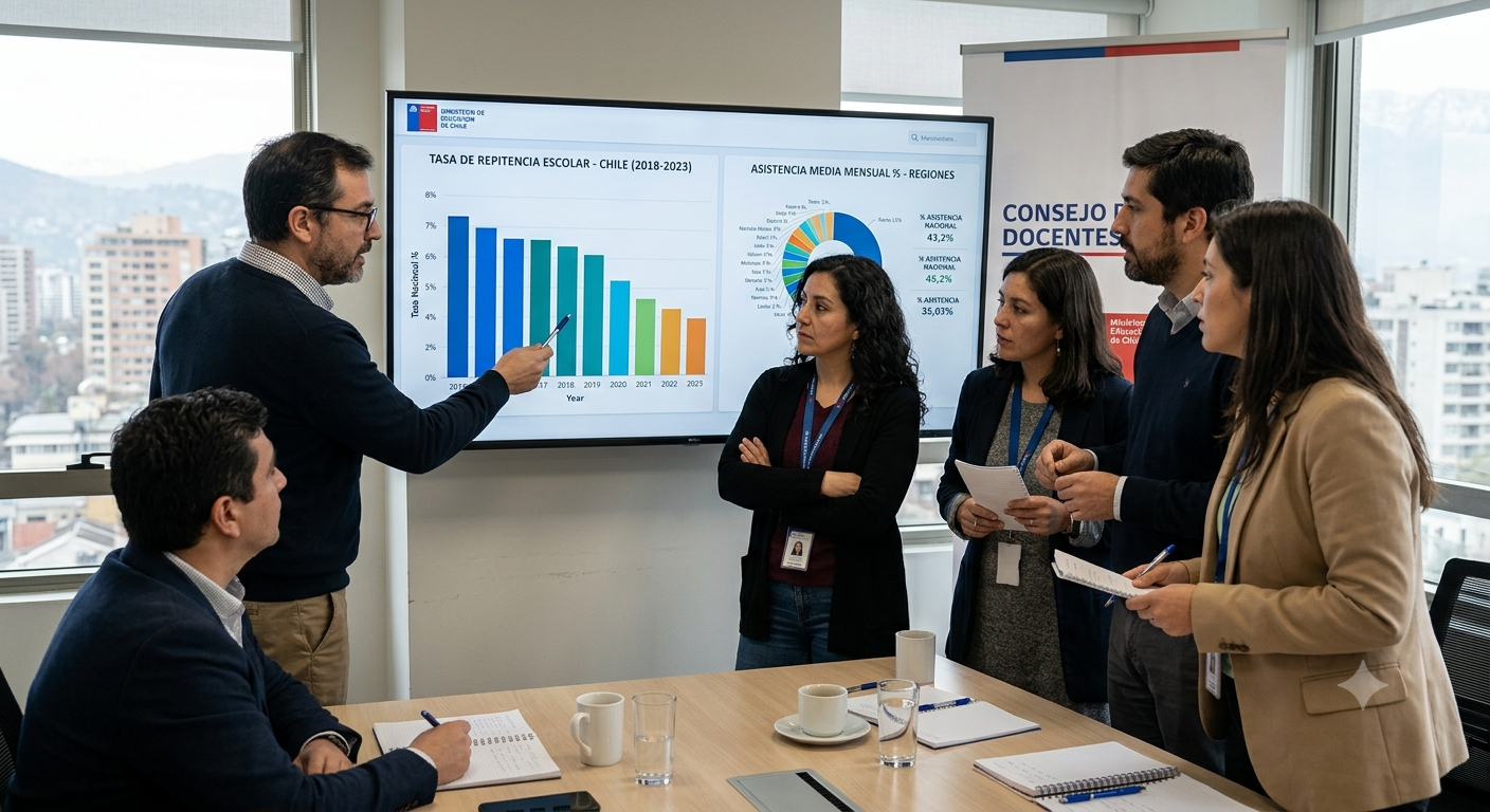Directivos revisando informes.