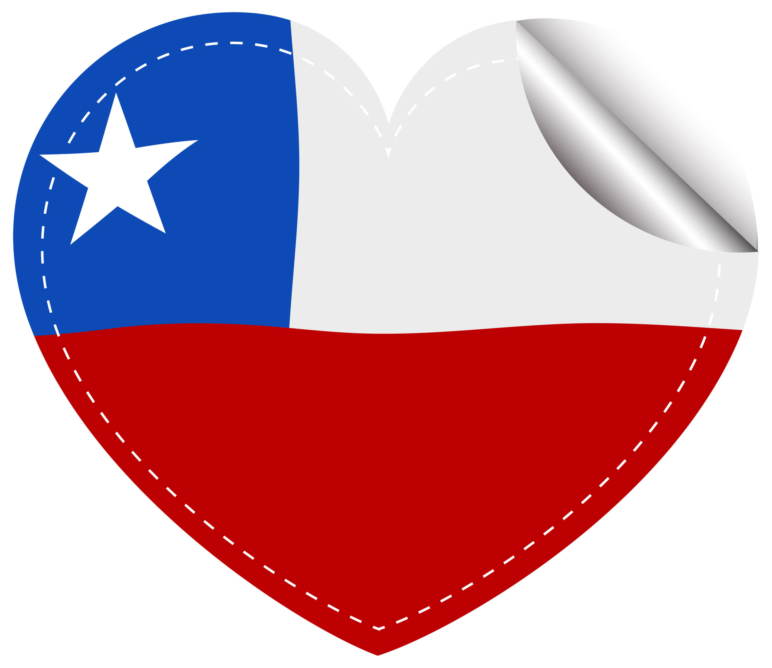 Blanco, azul y rojo, y una estrella: la bandera de Chile.
