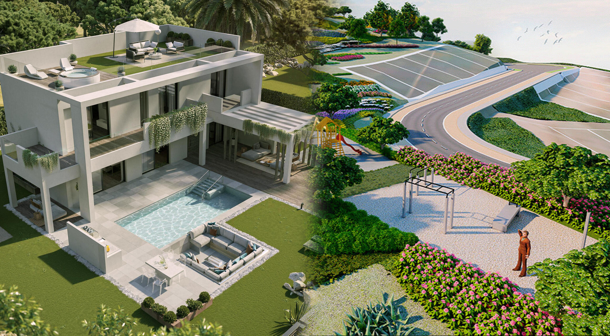 collage de paisajismo 3d en blender