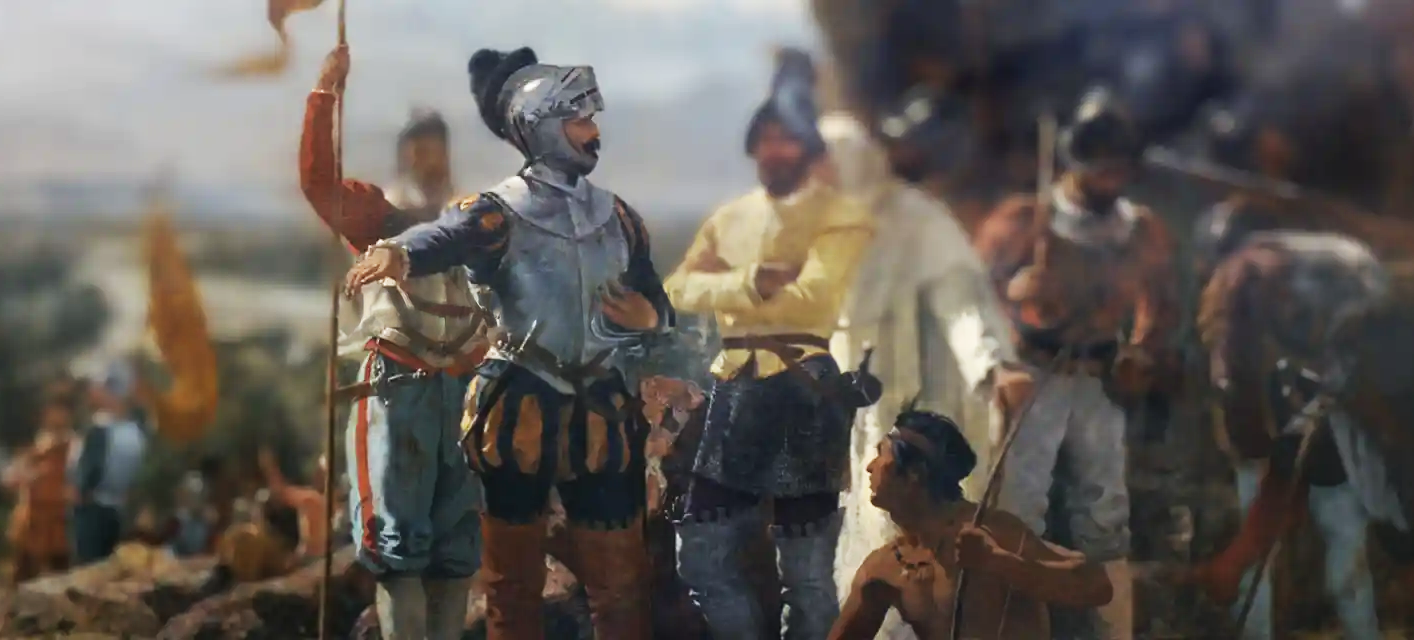 pintura de los españoles con los mapuche