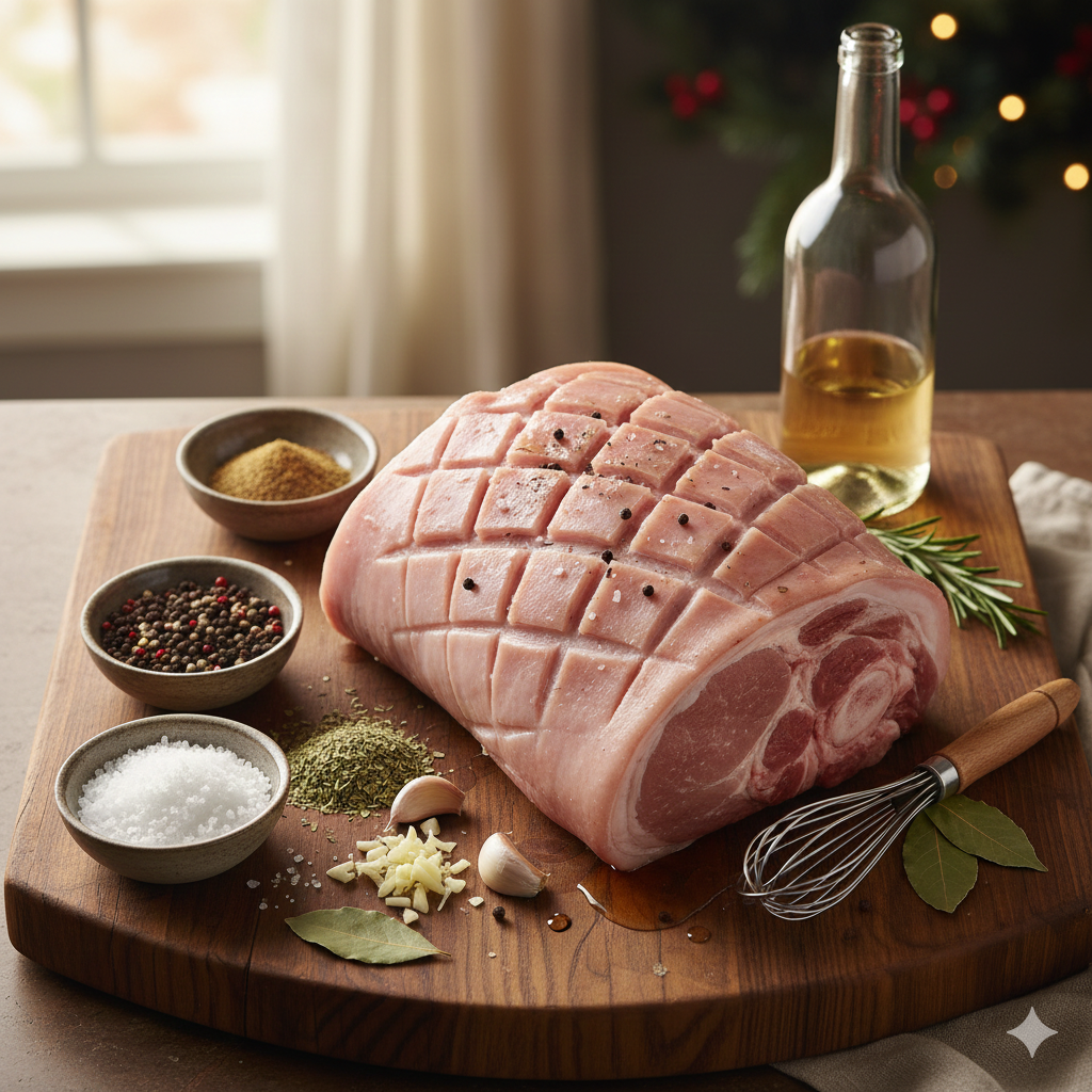 La pulpa pierna de cerdo al horno lleva ingredientes clásicos y de la tradición chilena.