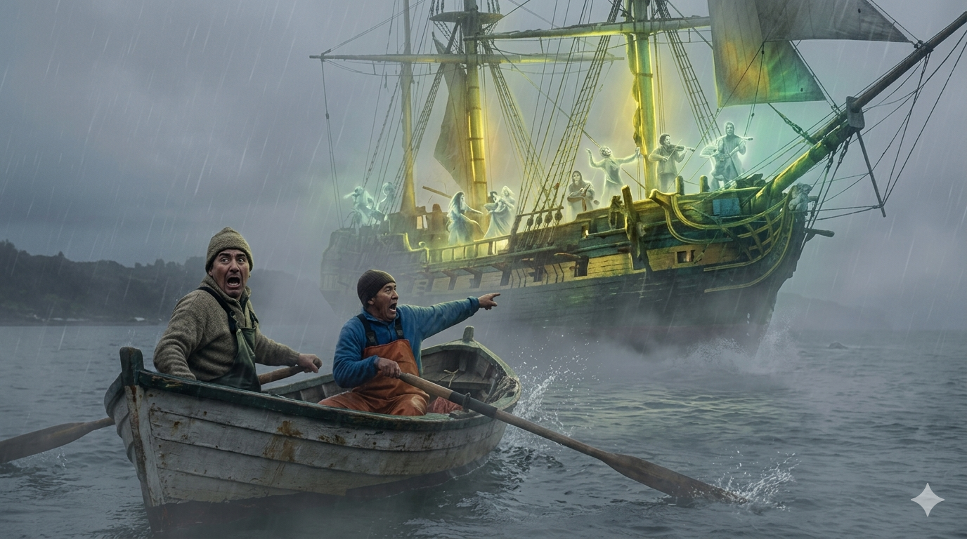 El Caleuche es un barco fantasma maldito y gobernado por brujos