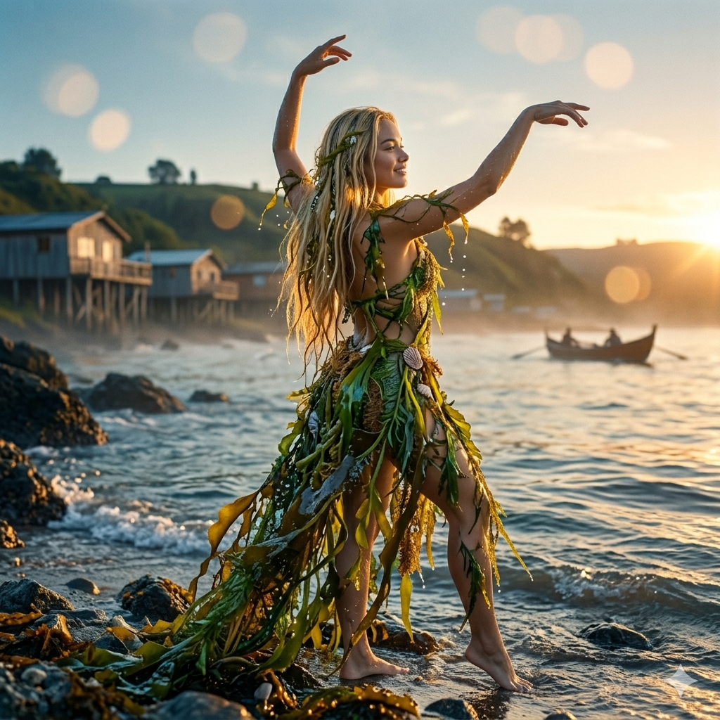 La Pincoya es una mujer mágica que anuncia abundancia o escases.