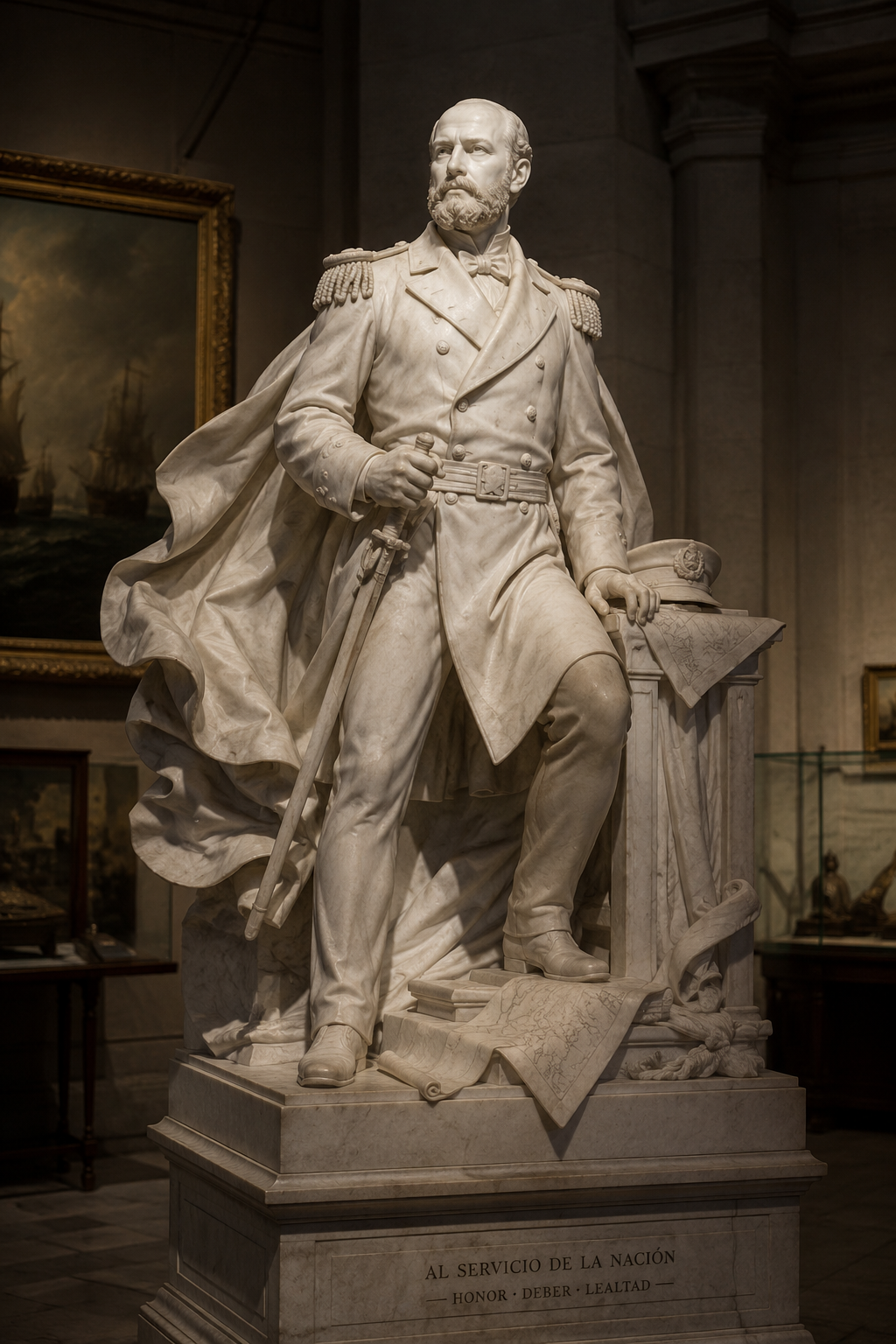 Una estatua de Arturo Prat es un símbolo de respeto y merecimiento.