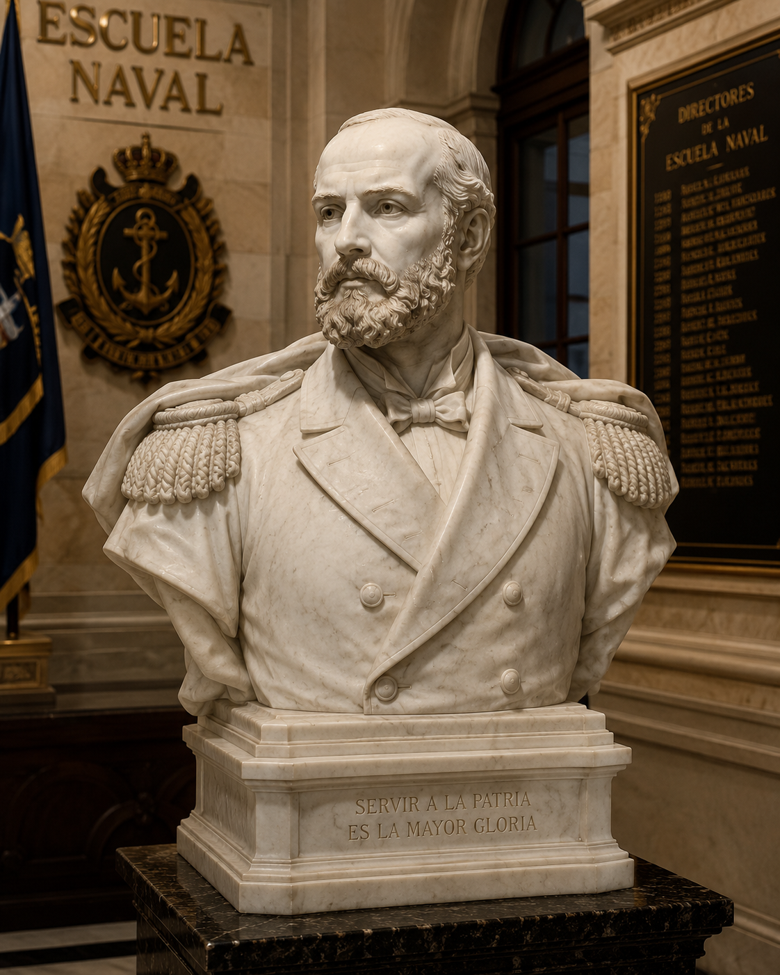 Los restos de Arturo Prat descansan en el Monumento de las Glorias Navales en Valparaíso.