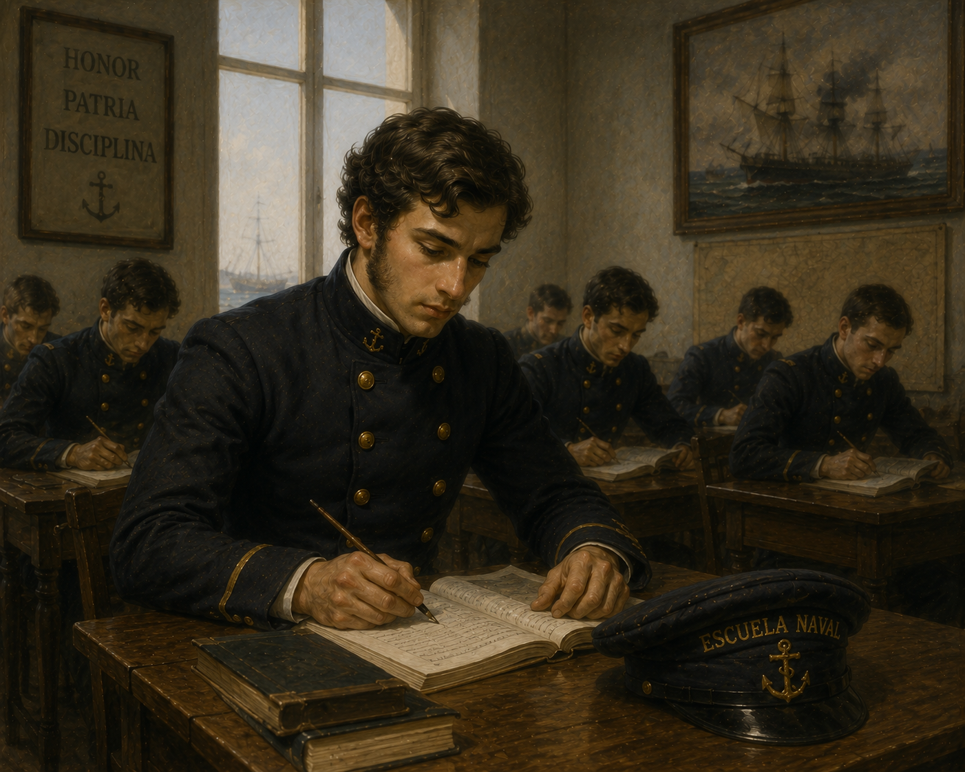 Arturo Prat estudió en el Instituto Nacional y la Escuela Naval.