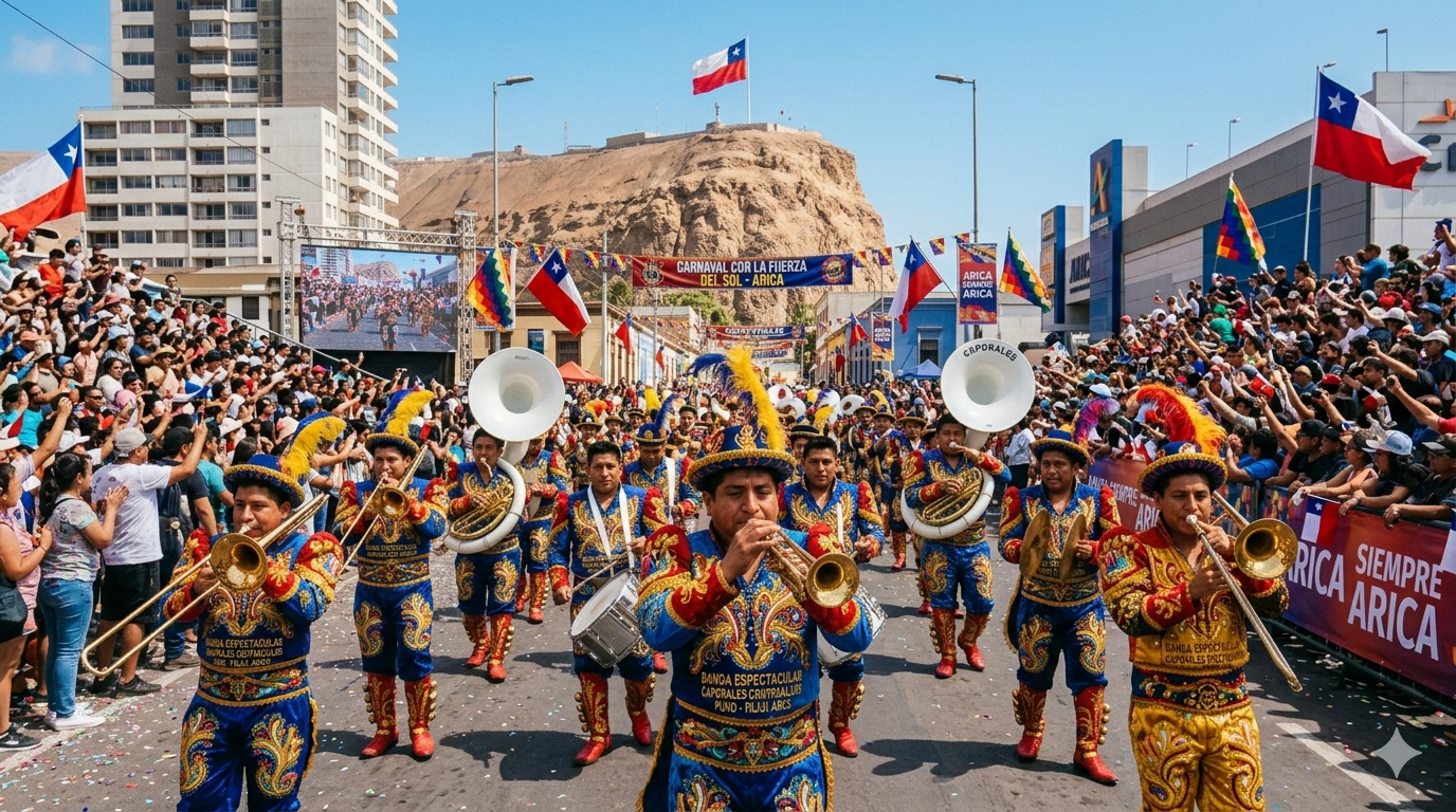 La música caporal es indispensable en cualquier carnaval del norte de Chile.