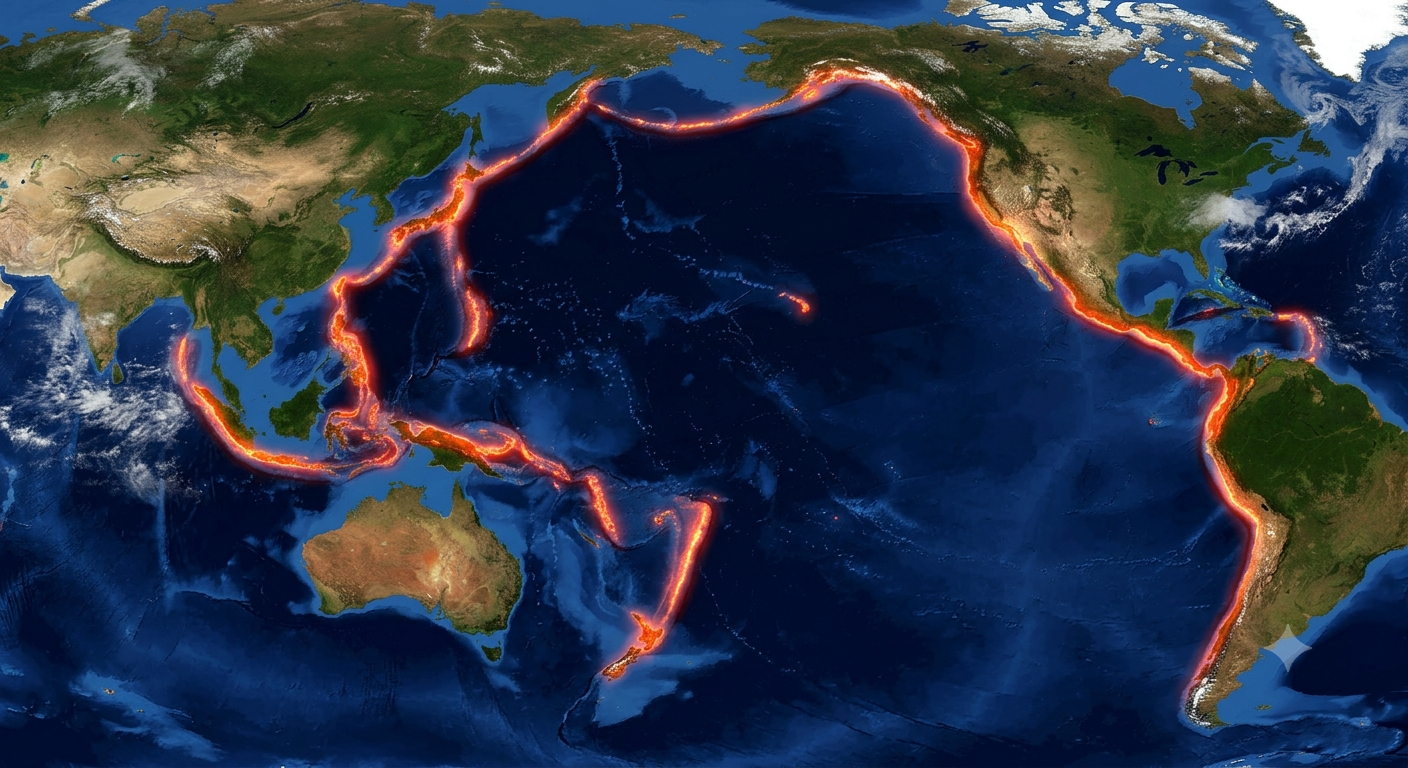 Chile ubicado en el Cinturón de Fuego del Pacífico, zona con mayor actividad sísmica y volcánica del mundo.