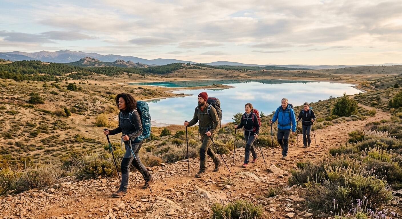 Excursionistas de trekking en Lagunas Cuellar.