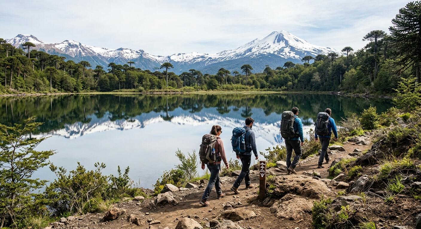 Ruta con excursionistas en la Laguna Espejo.