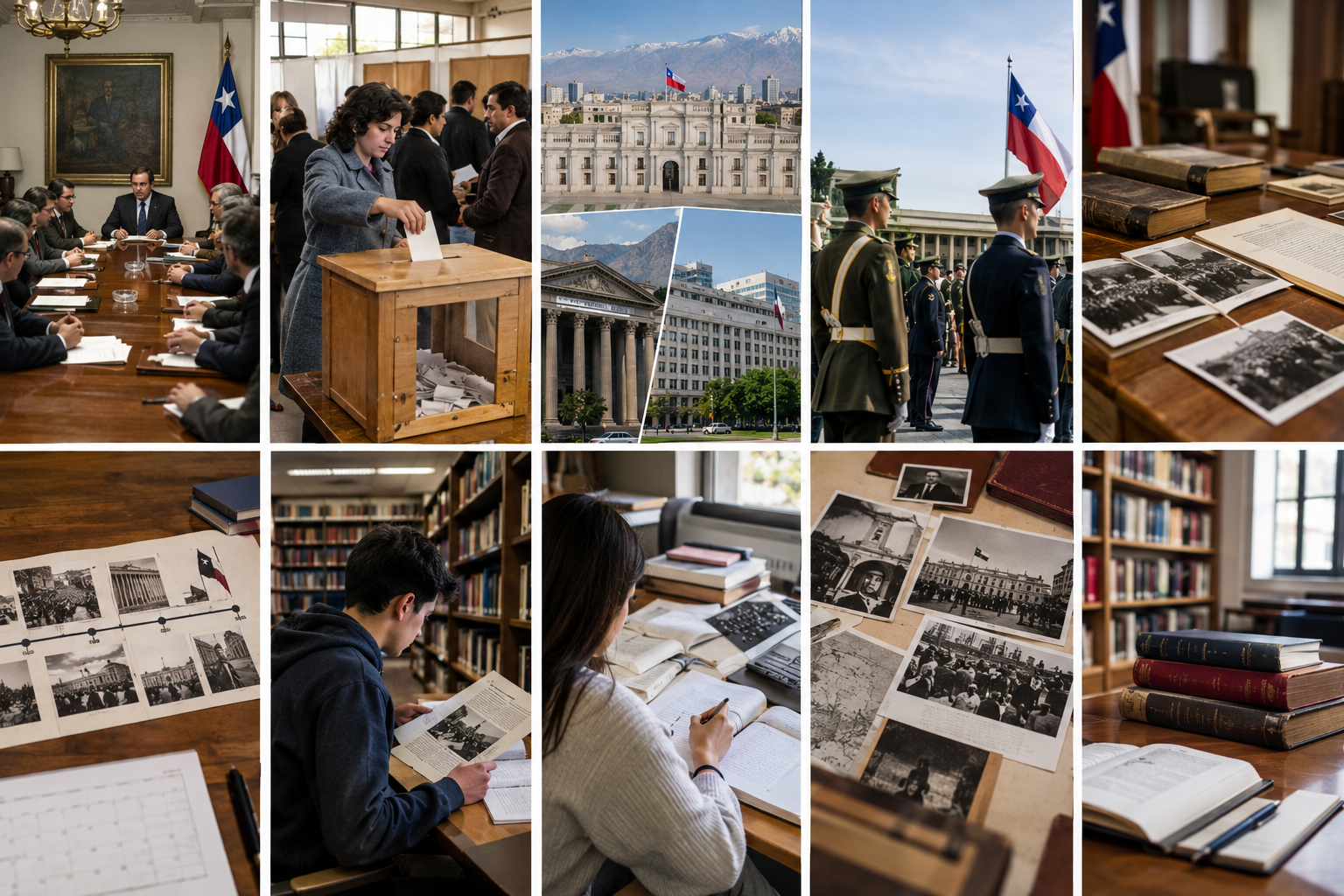 Representación de la cronología fotográfica de la Constitución chilena de 1980.