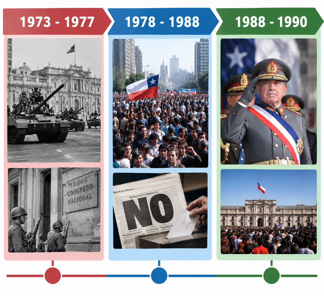 Infografía de los años de la dictadura en Chile.