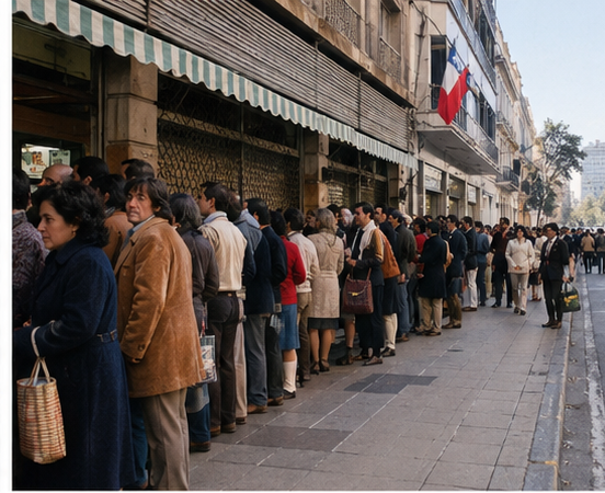 Manifestación política en Chile durante la década de 1970.