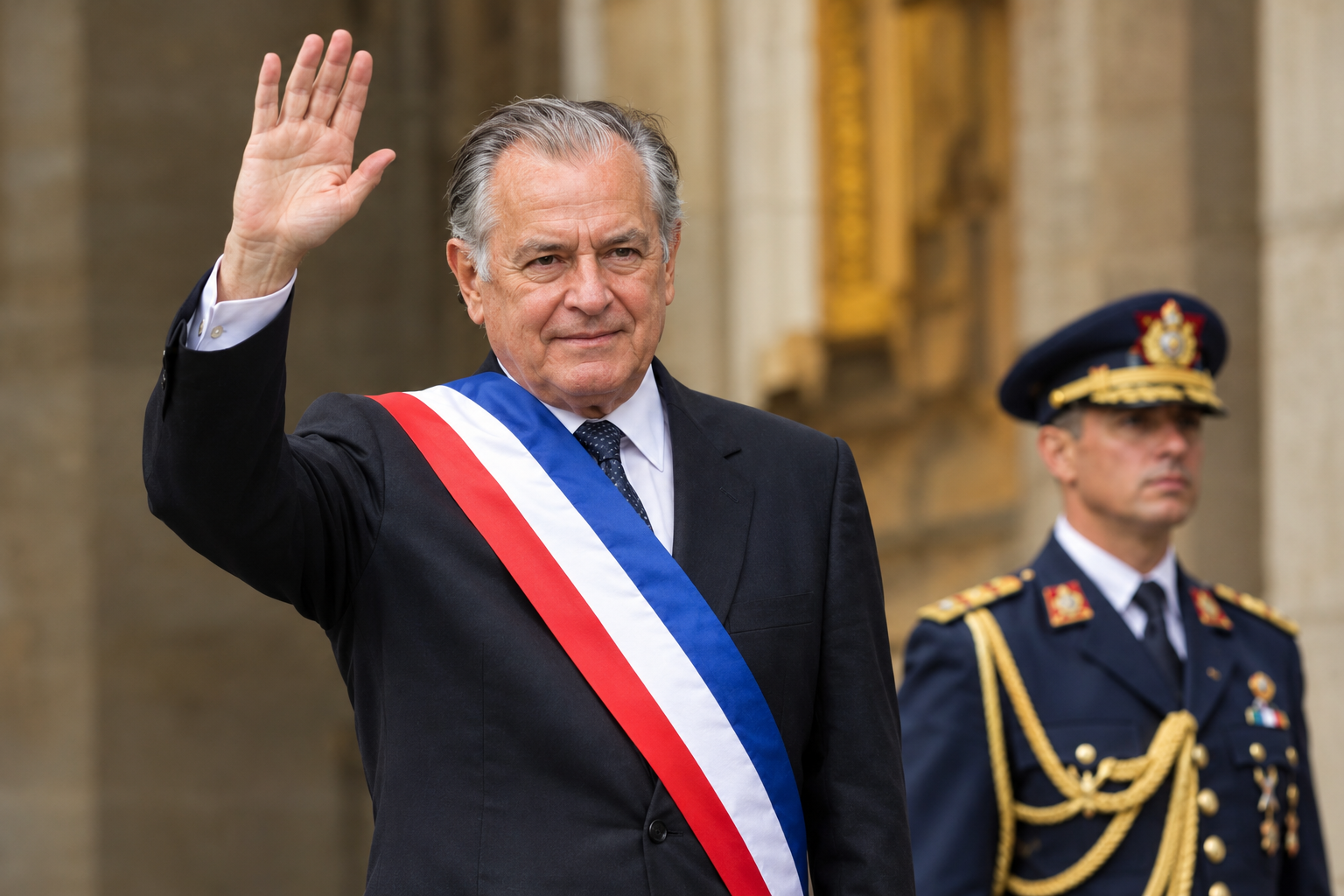 Representación de la ceremonia institucional de cambio de mando presidencial en Chile.
