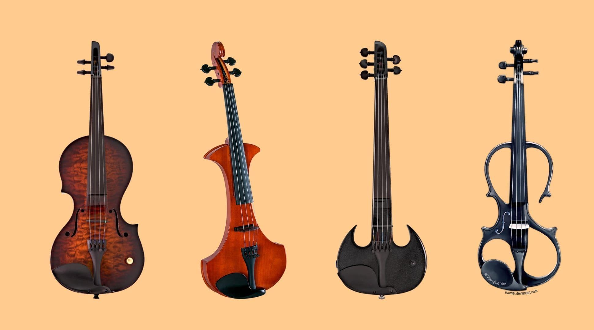 4 violines vistos desde el más antiguo hasta el más moderno.