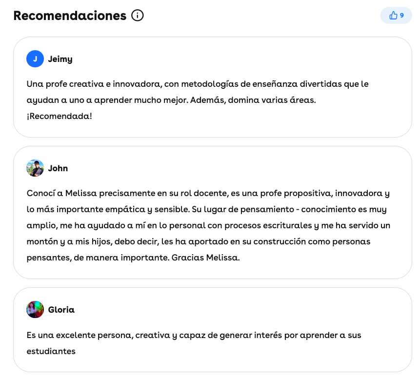 Opiniones de alumnos sobre una profe de Superprof