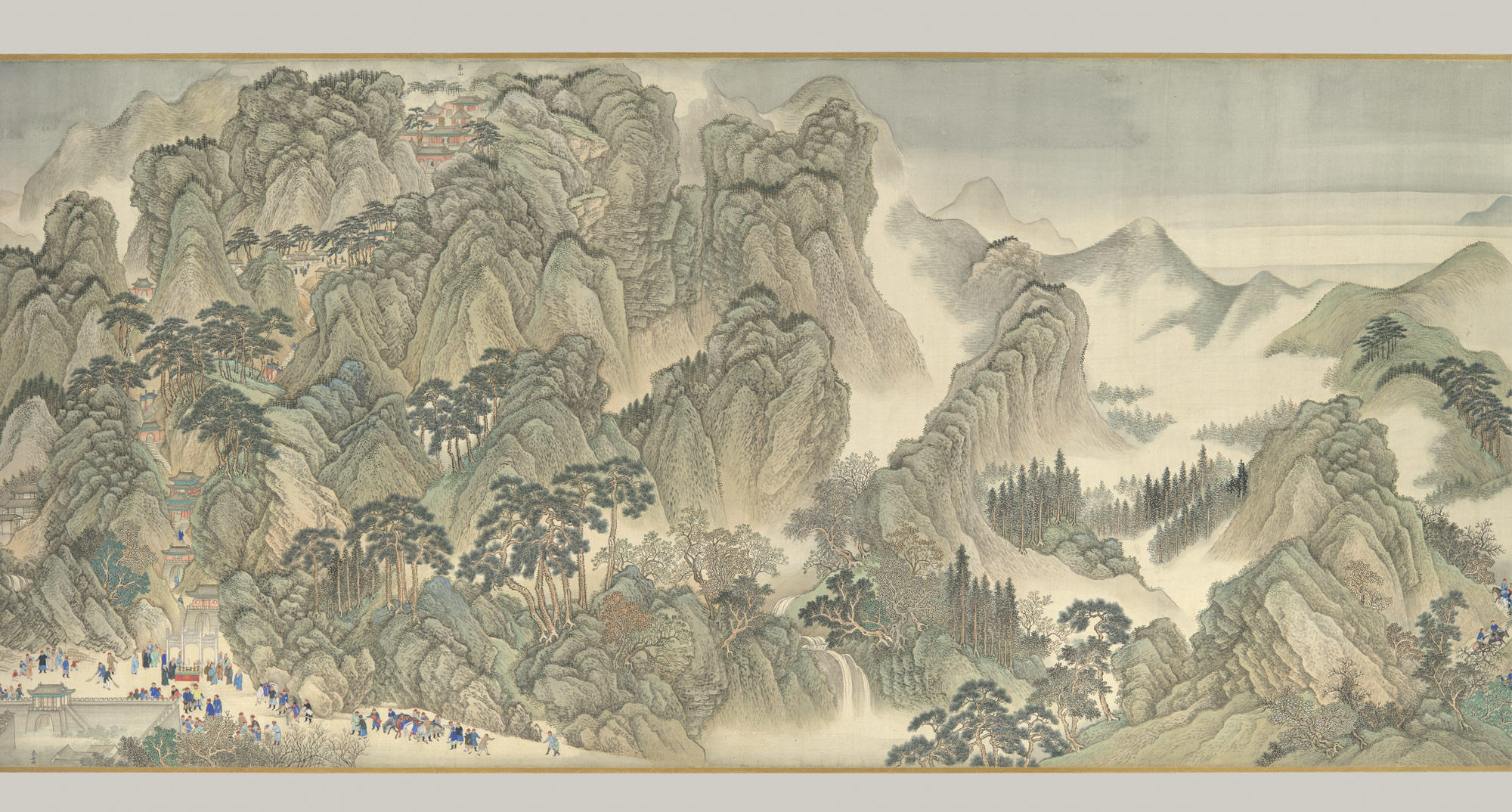 Paisaje chino tradicional en tinta